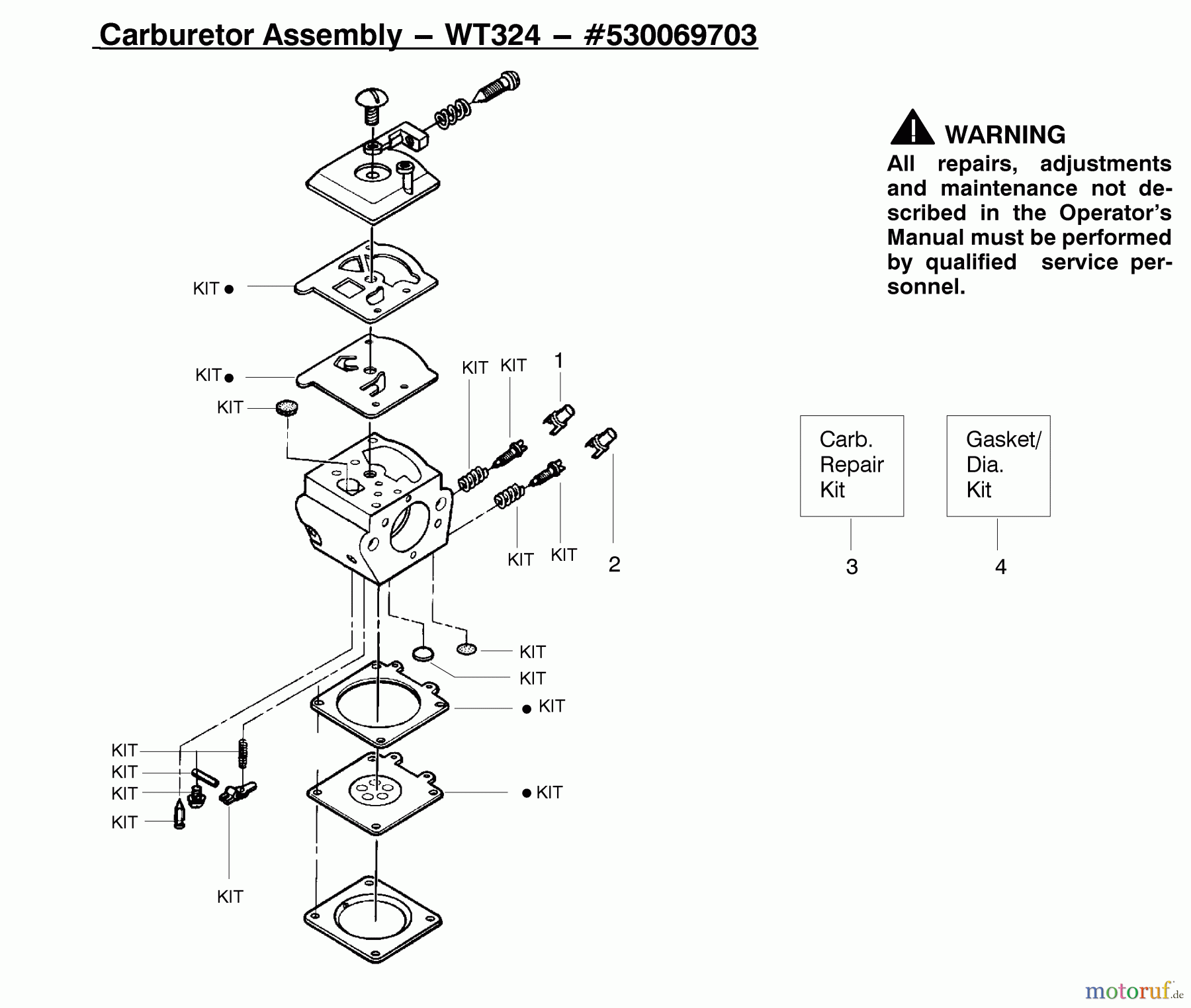  Poulan / Weed Eater Motorsägen 2055 (Type 5) - Poulan Woodsman Chainsaw Carburetor Assembly (WT324) 530069703