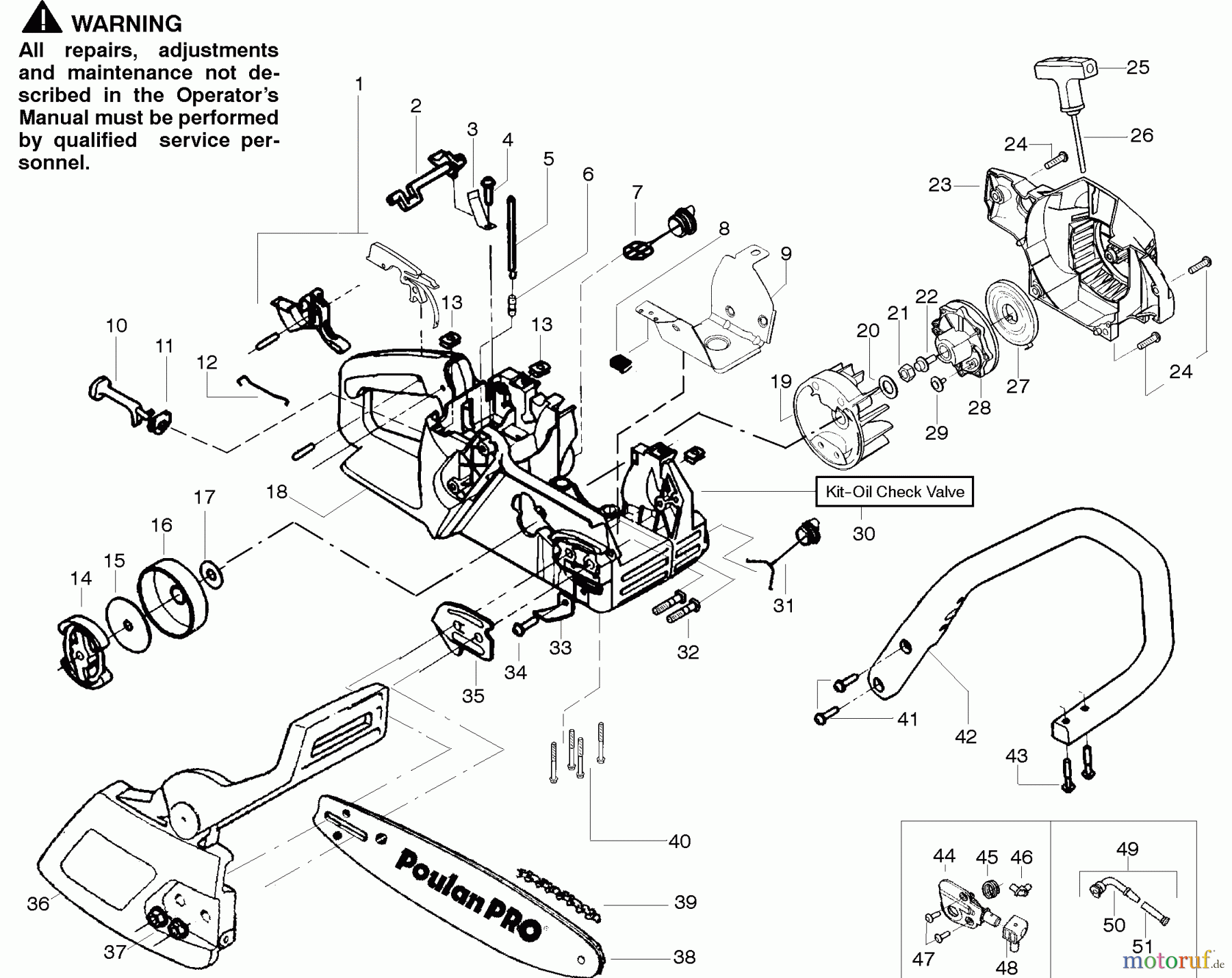 Poulan / Weed Eater Motorsägen 222 (PP222) - Poulan Pro Chainsaw Starter