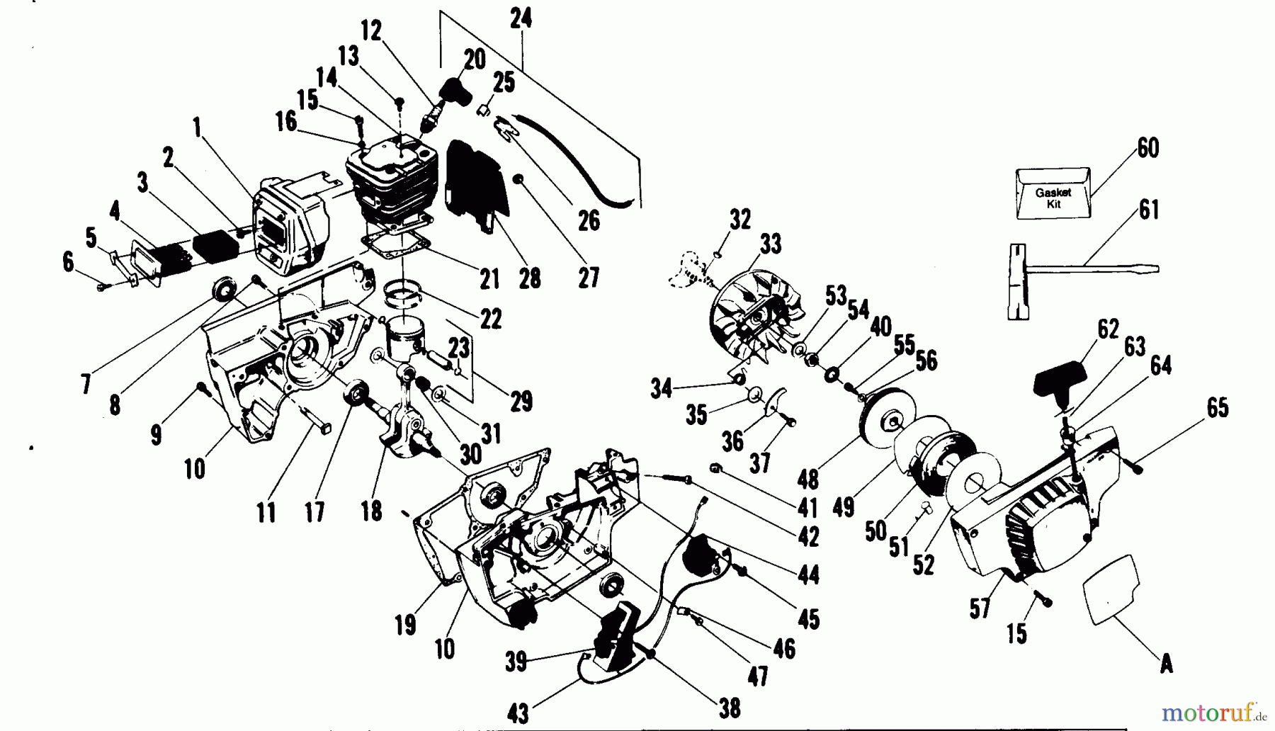  Poulan / Weed Eater Motorsägen 8510 - Poulan Chainsaw CRANKCASE, FLYWHEEL, PISTON