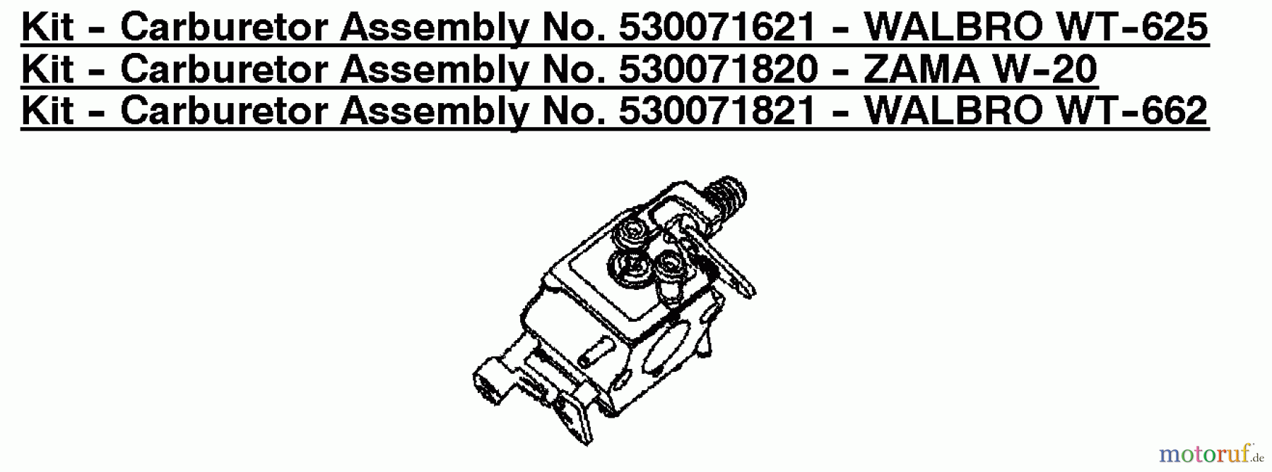 Poulan / Weed Eater Motorsägen PP220 (Type 3) - Poulan Pro Chainsaw Kit - Carburetor Assembly