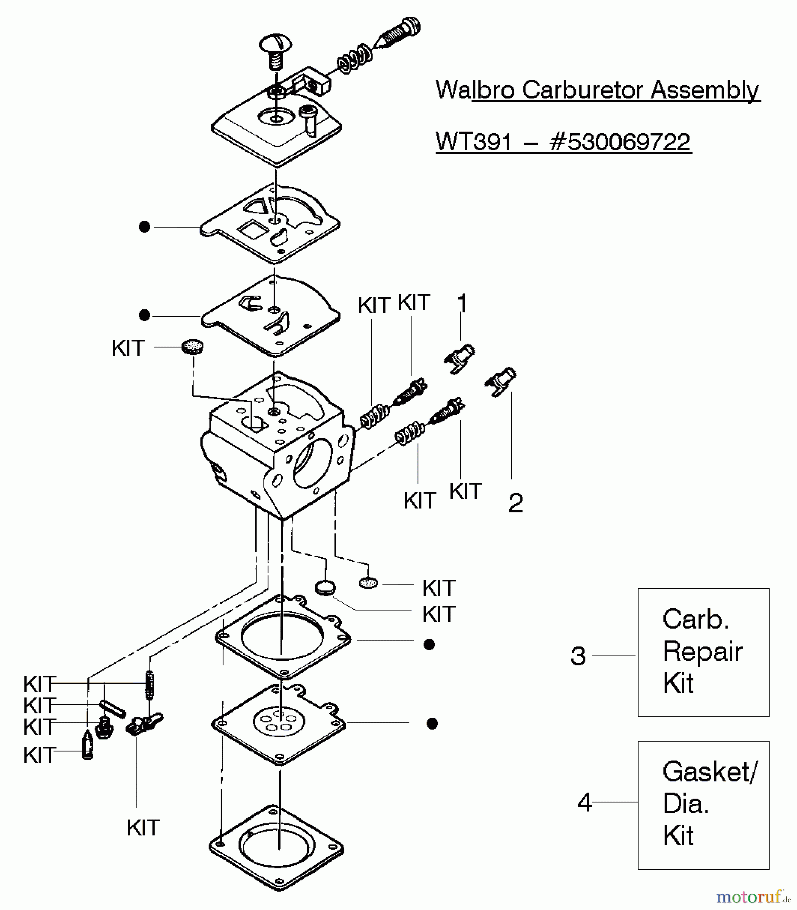 Poulan / Weed Eater Motorsägen PP260 (Type 5) - Poulan Pro Chainsaw Walbro Carburetor Assembly