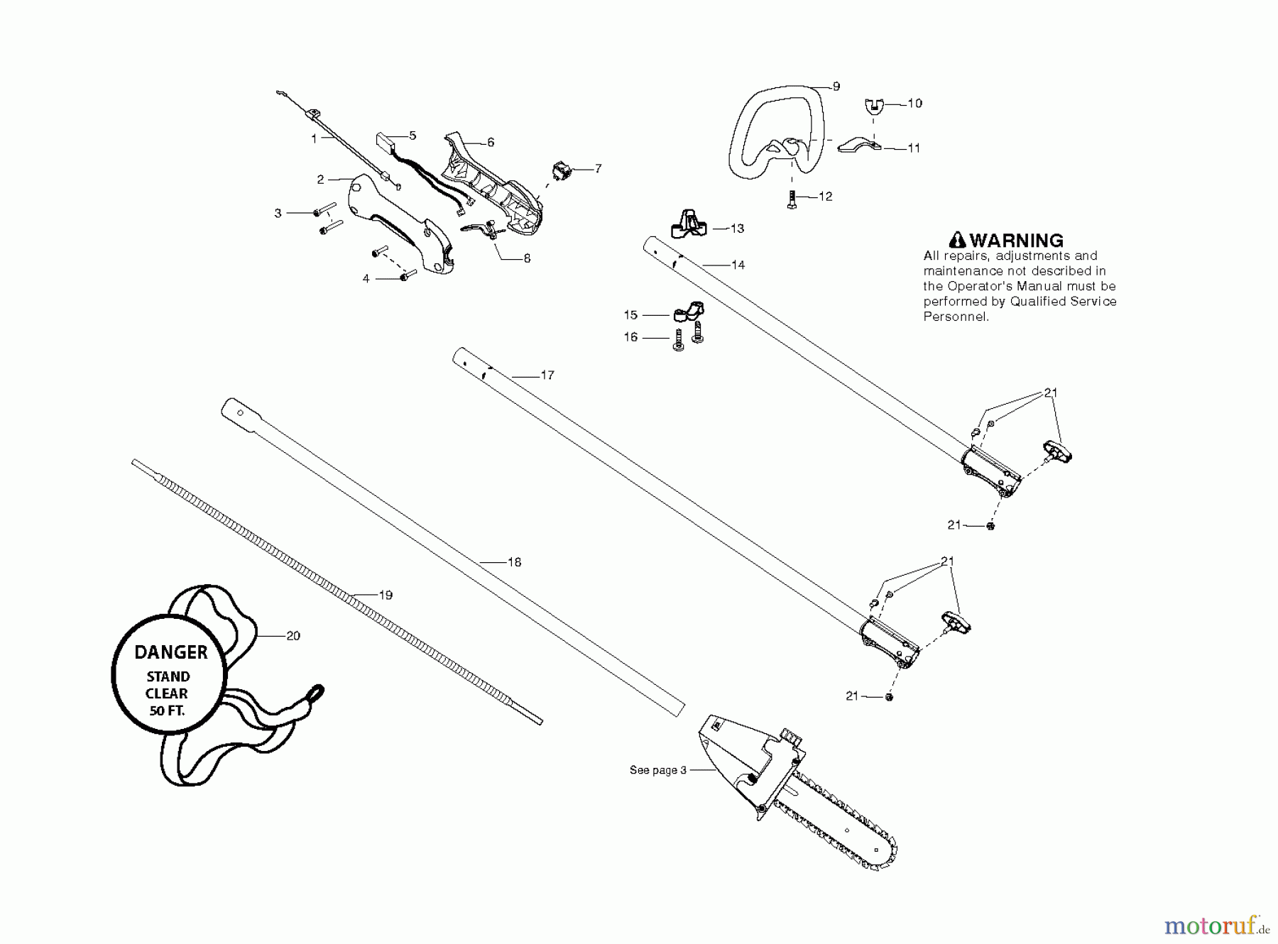 Poulan / Weed Eater Hochentaster PP258TPC (579218001) - Poulan Pro Pole Pruner (2011-10) HANDLE CONTROLS