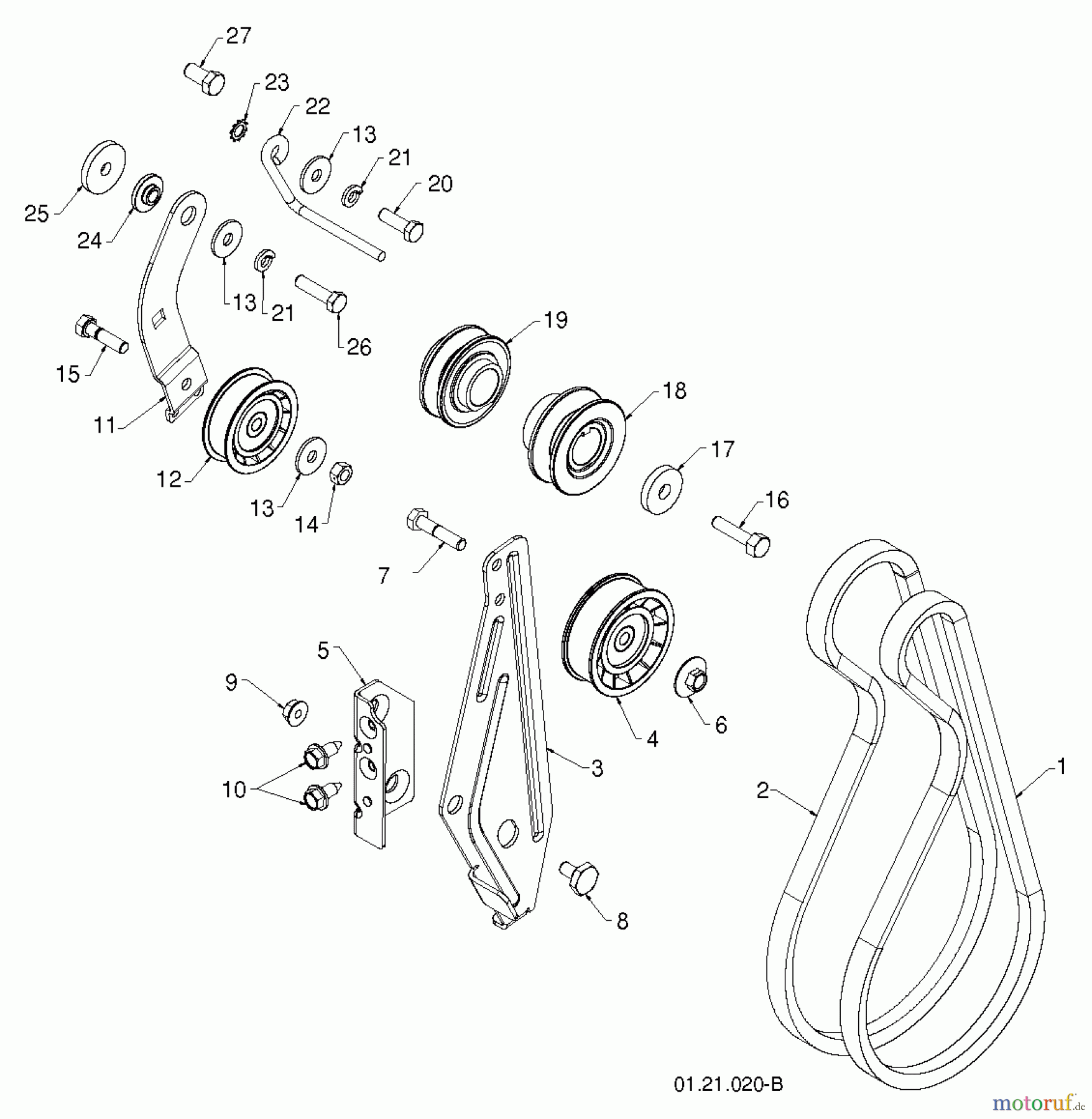  Poulan / Weed Eater Schneefräsen PR18530ES (96198004904) - Poulan Pro Snow Thrower (2012-08) CHASSIS ENGINE PULLEYS #4