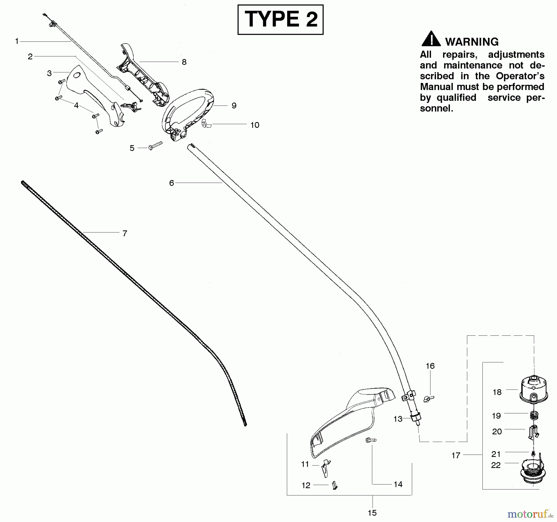  Poulan / Weed Eater Motorsensen, Trimmer FL20 (Type 2) - Weed Eater Featherlite String Trimmer Engine Type 2