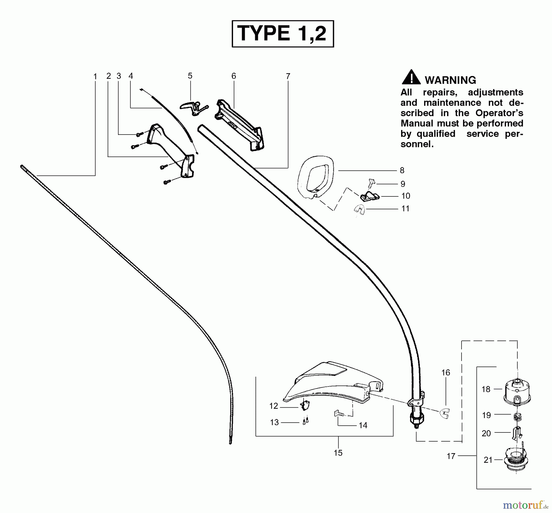  Poulan / Weed Eater Motorsensen, Trimmer FL25LE (Type 1) - Weed Eater Featherlite LE String Trimmer Handle & Shaft Assembly