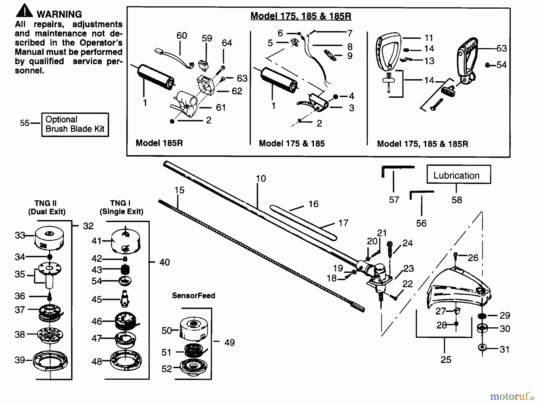  Poulan / Weed Eater Motorsensen, Trimmer PP175 - Poulan Pro String Trimmer CUTTING HEAD & DRIVE SHAFT ASSEMBLIES