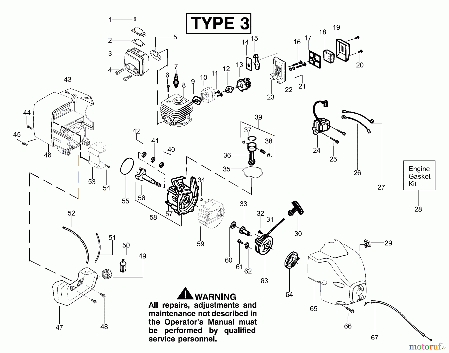  Poulan / Weed Eater Motorsensen, Trimmer TE450CXL LE (Type 3) - Poulan String Trimmer Engine Type 3