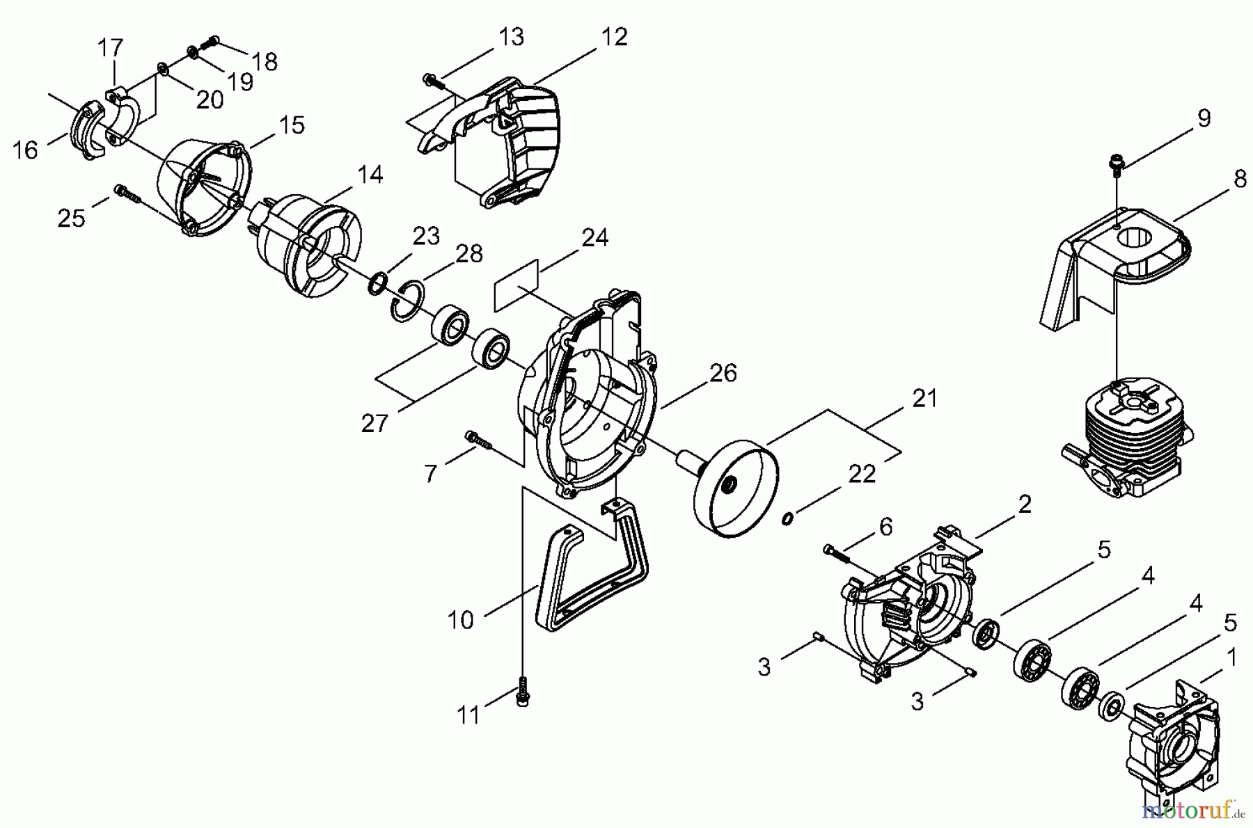  Shindaiwa Trimmer, Faden / Bürste C35 - Shindaiwa String Trimmer / Brush Cutter, S/N: 9014161 - 9099999 Crankcase / Engine Cover / Fan Cover