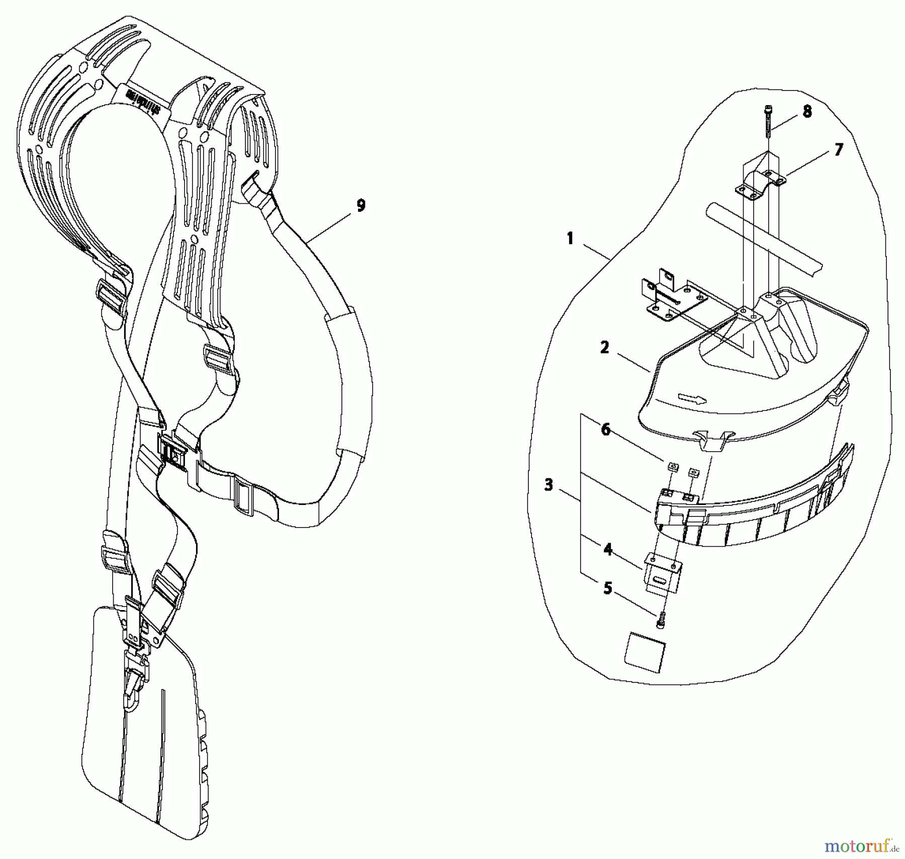 Shindaiwa Trimmer, Faden / Bürste C350 - Shindaiwa String Trimmer / Brush Cutter, S/N: 9010921 - 9011920 Debris Shield / Harness Assembly