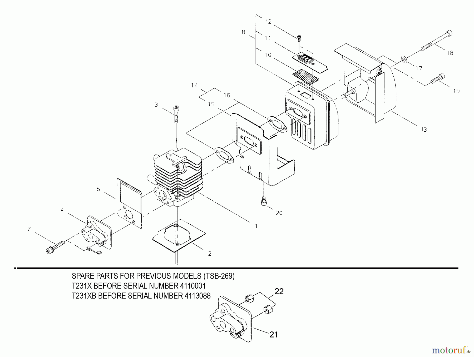 Shindaiwa Trimmer, Faden / Bürste T231X - Shindaiwa String Trimmer Cylinder, Muffler