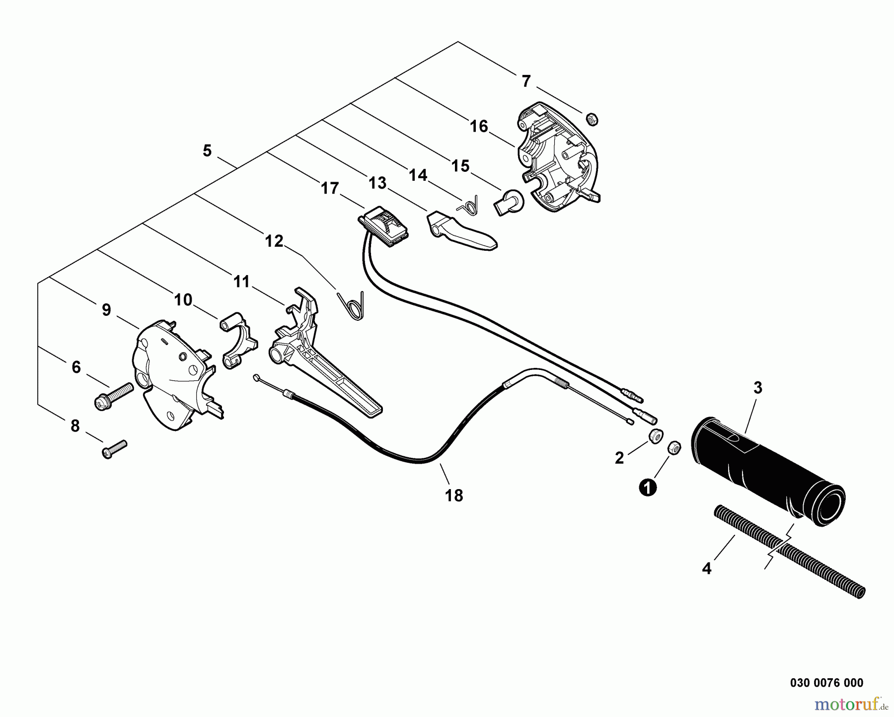  Shindaiwa Trimmer, Faden / Bürste T235 - Shindaiwa String Trimmer, Control Handle, Throttle Cable