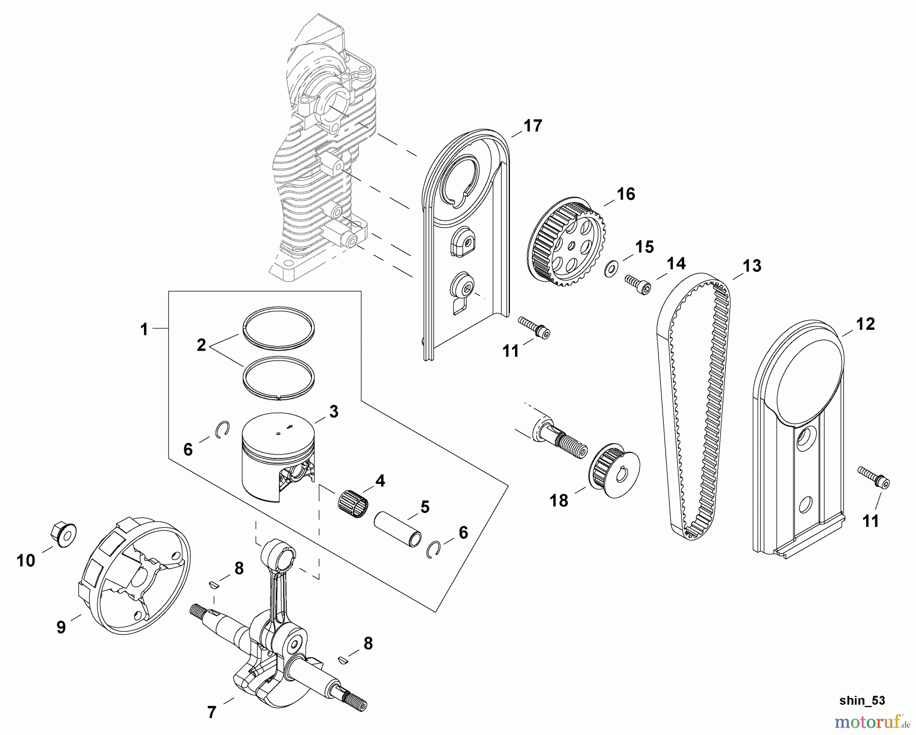  Shindaiwa Bläser / Sauger / Häcksler / Mulchgeräte EB854 - Shindaiwa Back Pack Blower, S/N: T14112001001 - T14112999999 Belt, Piston