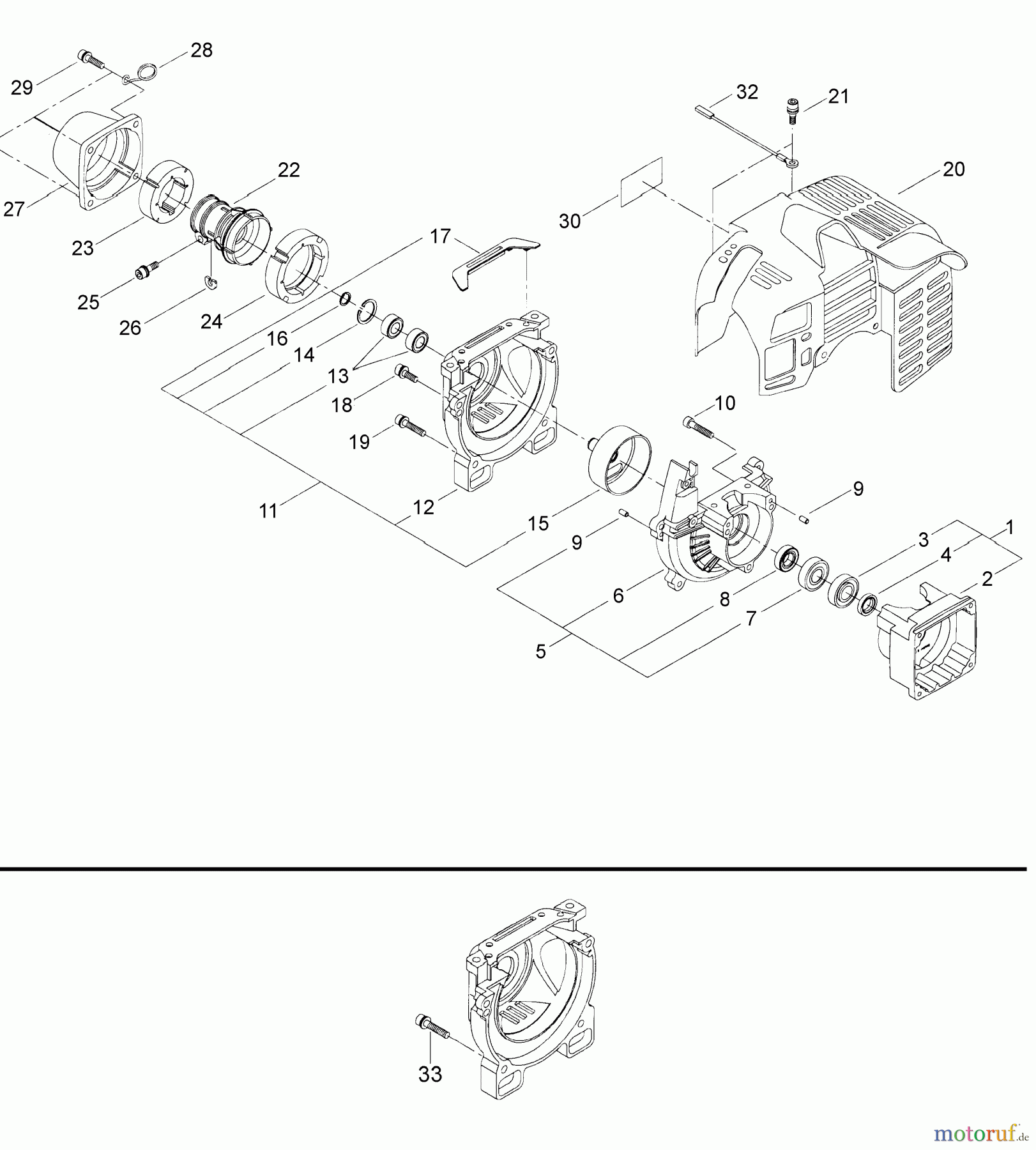 Shindaiwa Kantenschneider LE261 - Shindaiwa Hand Held Edger Crankcase/Cylinder Cover/Fan Cover