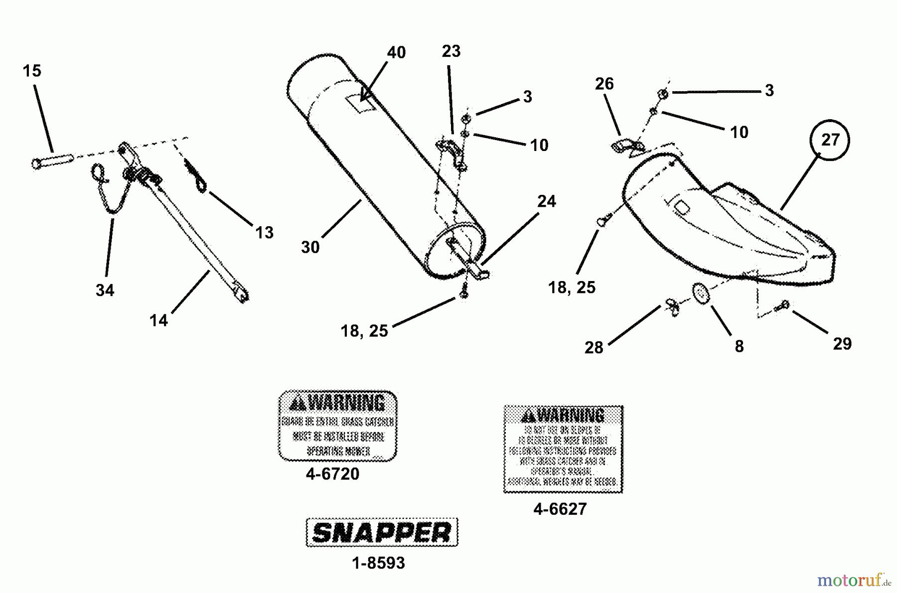  Snapper Zubehör. Rasenmäher 7063156 - Snapper Twin Bag Catcher, 33