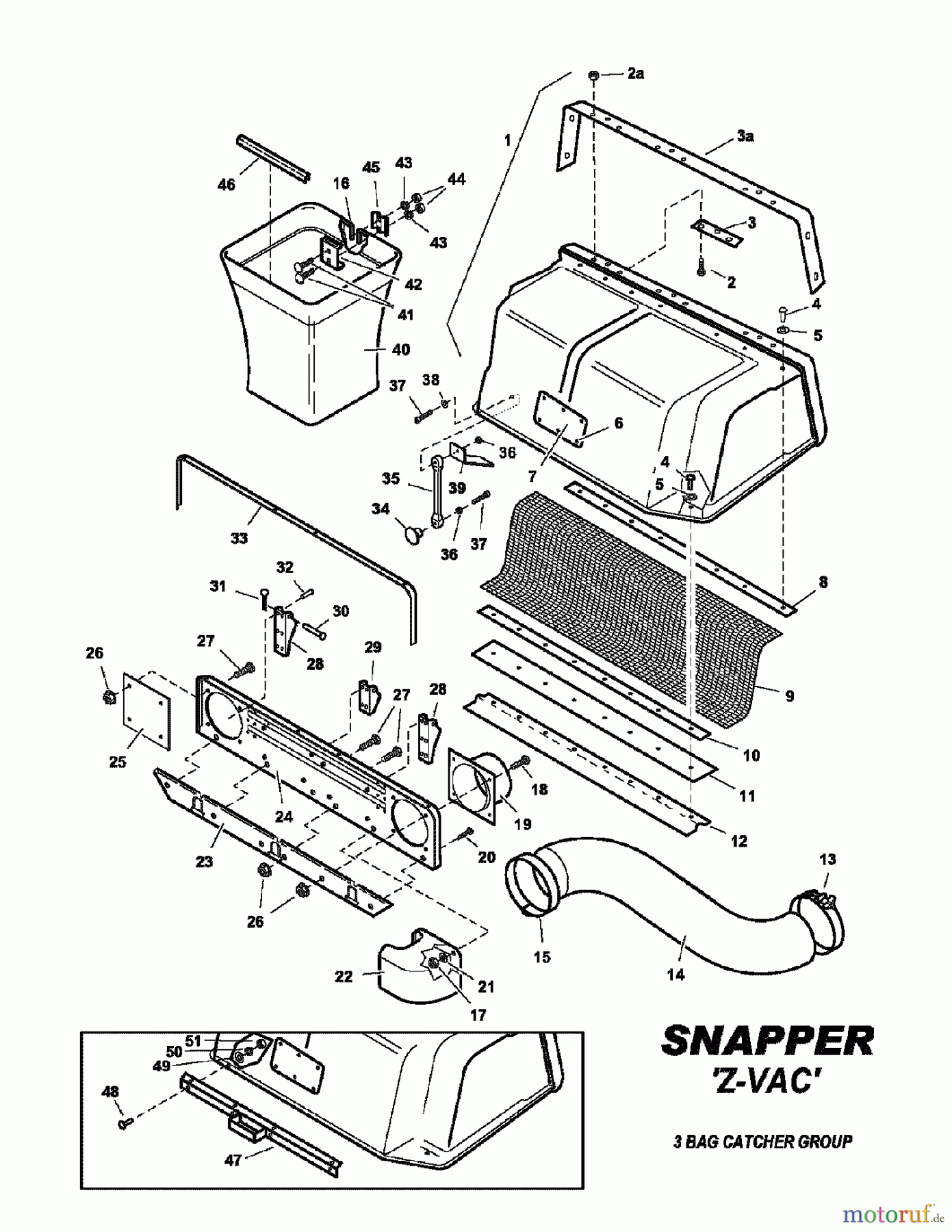  Snapper Zubehör. Rasenmäher 7063320 - Snapper Triple Bag Catcher, 48