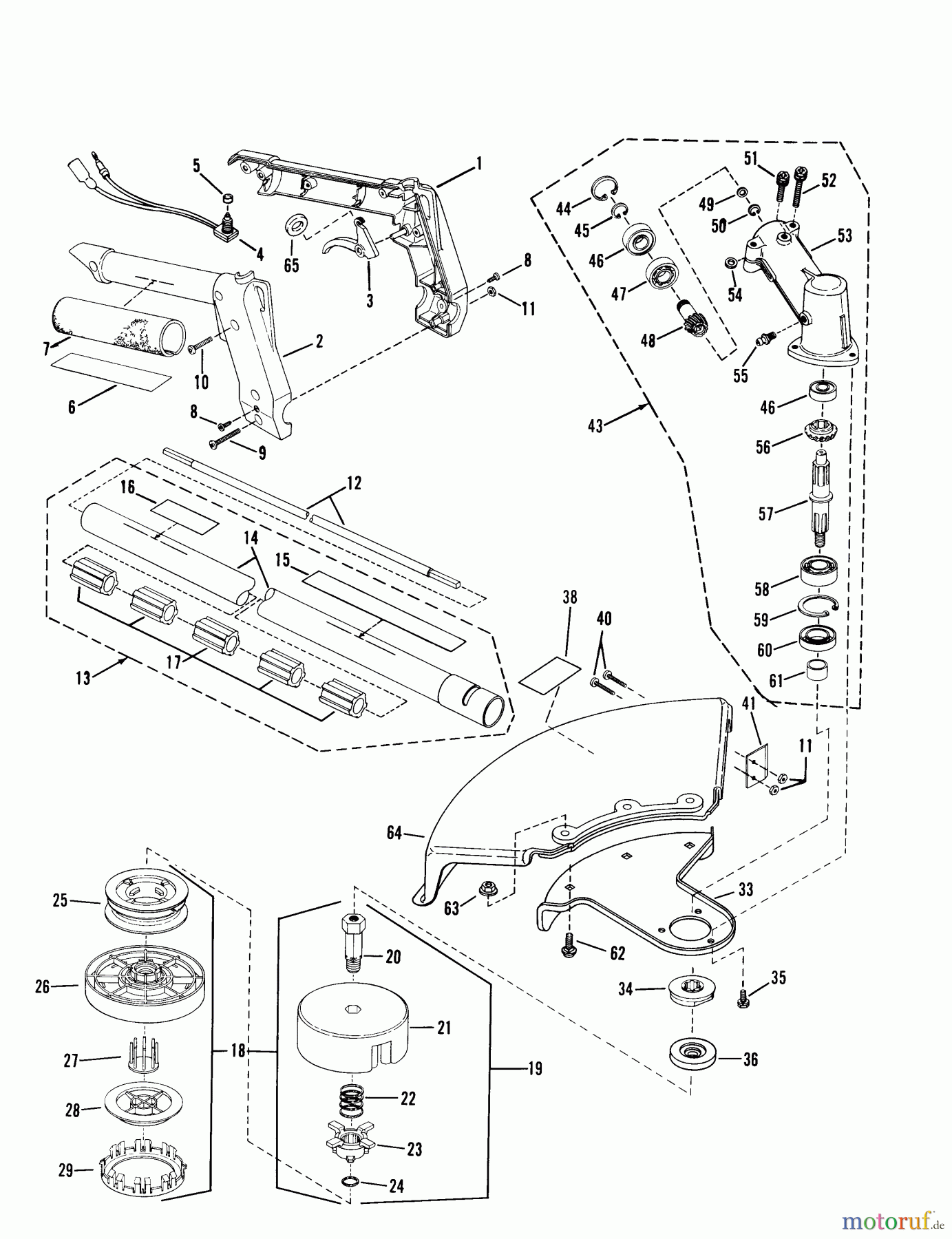  Snapper Trimmer, Motorsensen SST-BC (7800060) - Snapper 34cc Straight Shaft Trimmer Tubing, Bushing And Gear Head Assembly