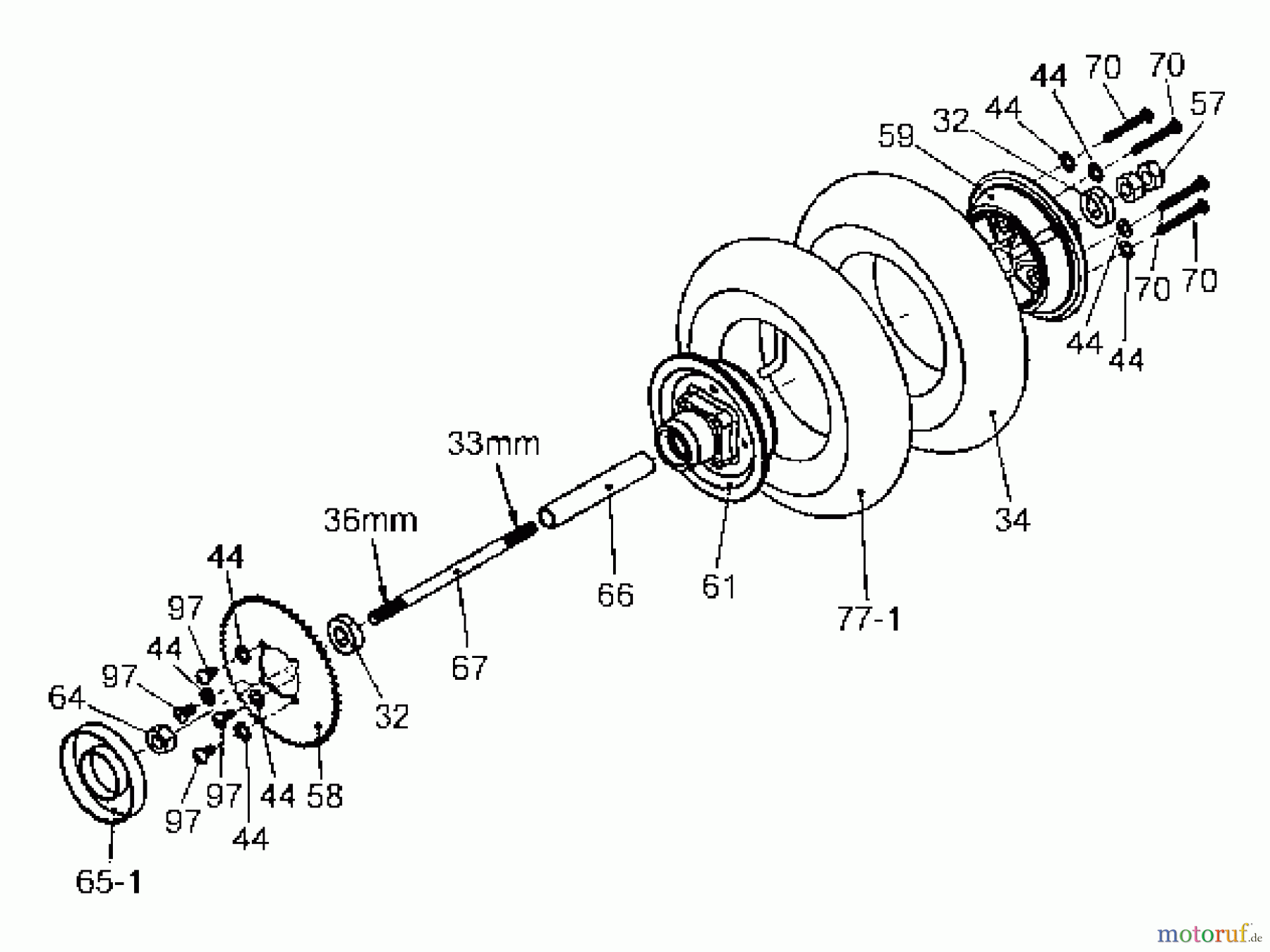  Tanaka Sonstiges Moby - Tanaka X 25cc PowerBoard Rear Wheel, Sprocket & Brake Drum