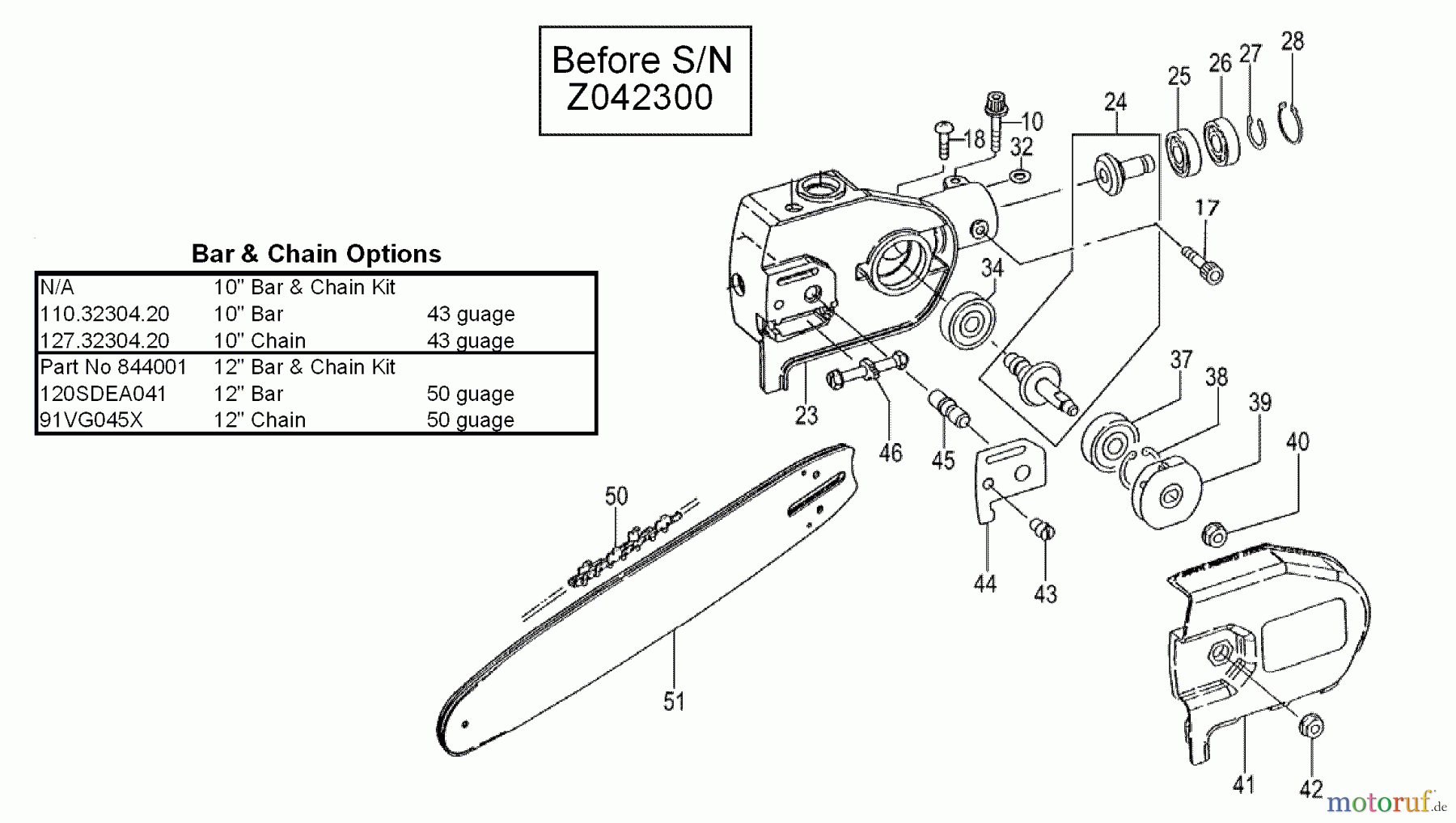  Tanaka Hochentaster TPS-270PN - Tanaka Extended Reach Pole Saw Side Cover, Sprocket, Bar & Chain Before S/N Z042300