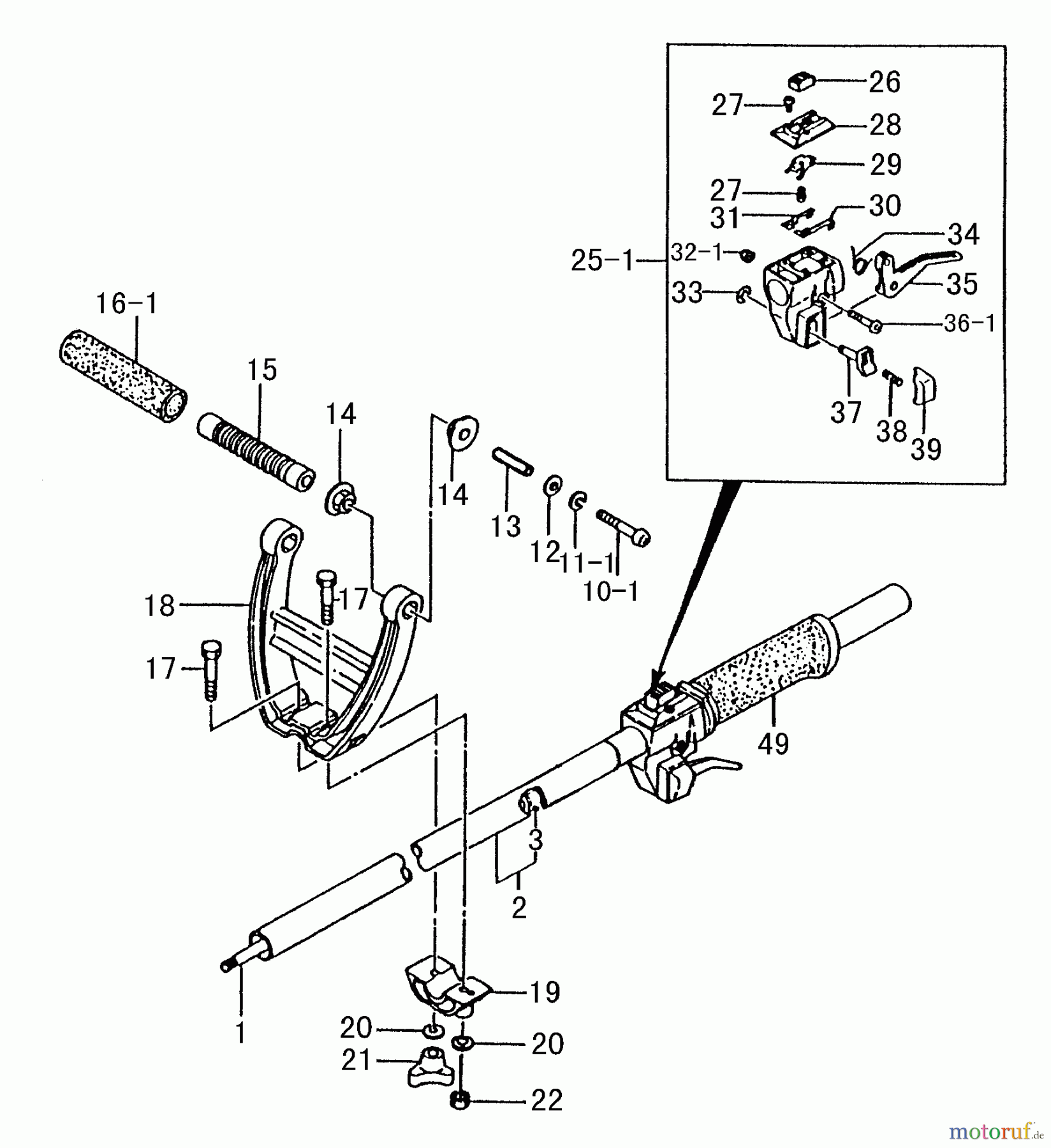  Tanaka Trimmer, Motorsensen TBC-250 - Tanaka Grass Trimmer / Brush Cutter Handle, Throttle Lever, Shaft (Part 1)