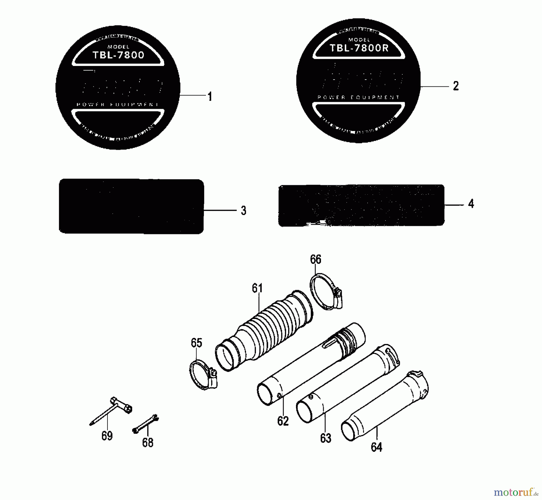  Tanaka Blasgeräte, Sauger, Häcksler, Mulchgeräte TBL-7800 - Tanaka Backpack Blower Blower Tubes & Decals