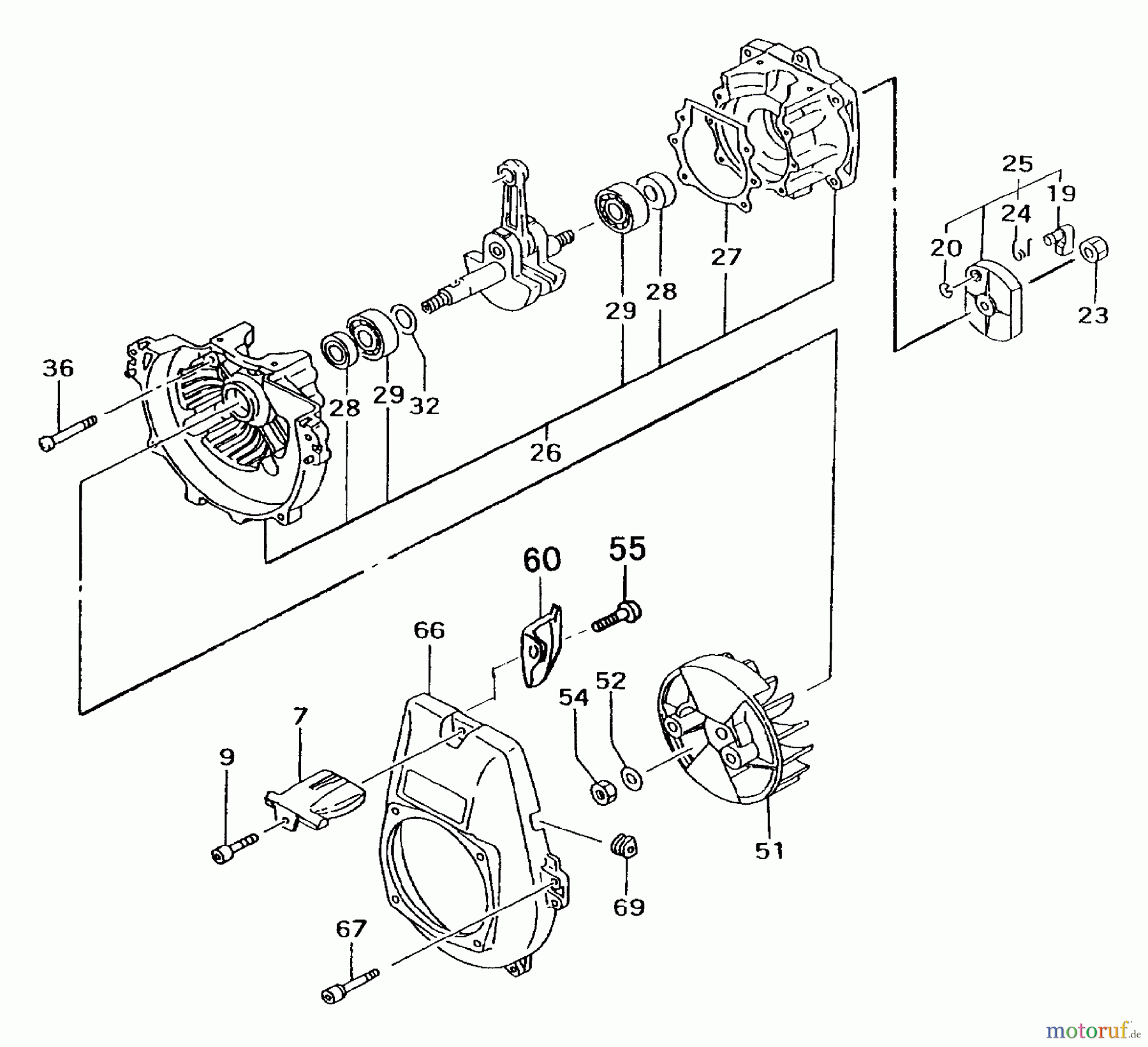 Tanaka Trimmer, Motorsensen TBC-420PF - Tanaka Trimmer / Brush Cutter Crankcase, Flywheel & Ignition