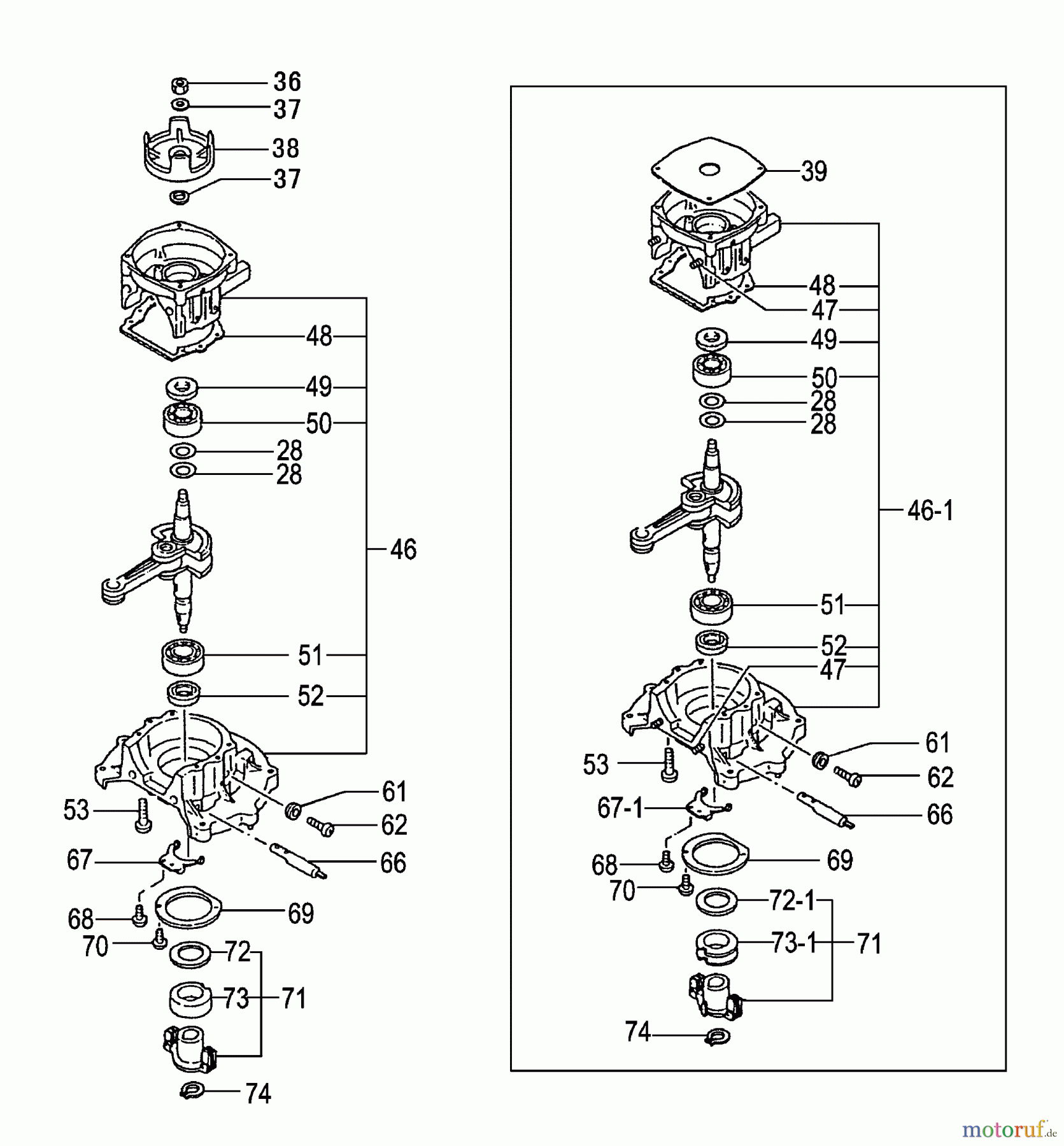 Tanaka Erdbohrer TEA-500 - Tanaka Power Auger Crankcase, Governor & Starter Pulley