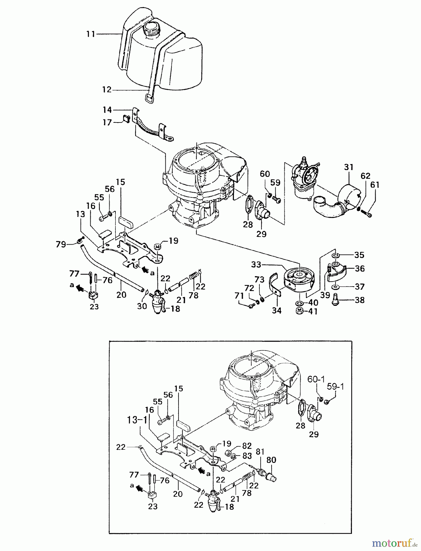 Tanaka Botsmotoren TOB-300 - Tanaka 3HP Outboard Motor Fuel System, Carburetor, Clutch
