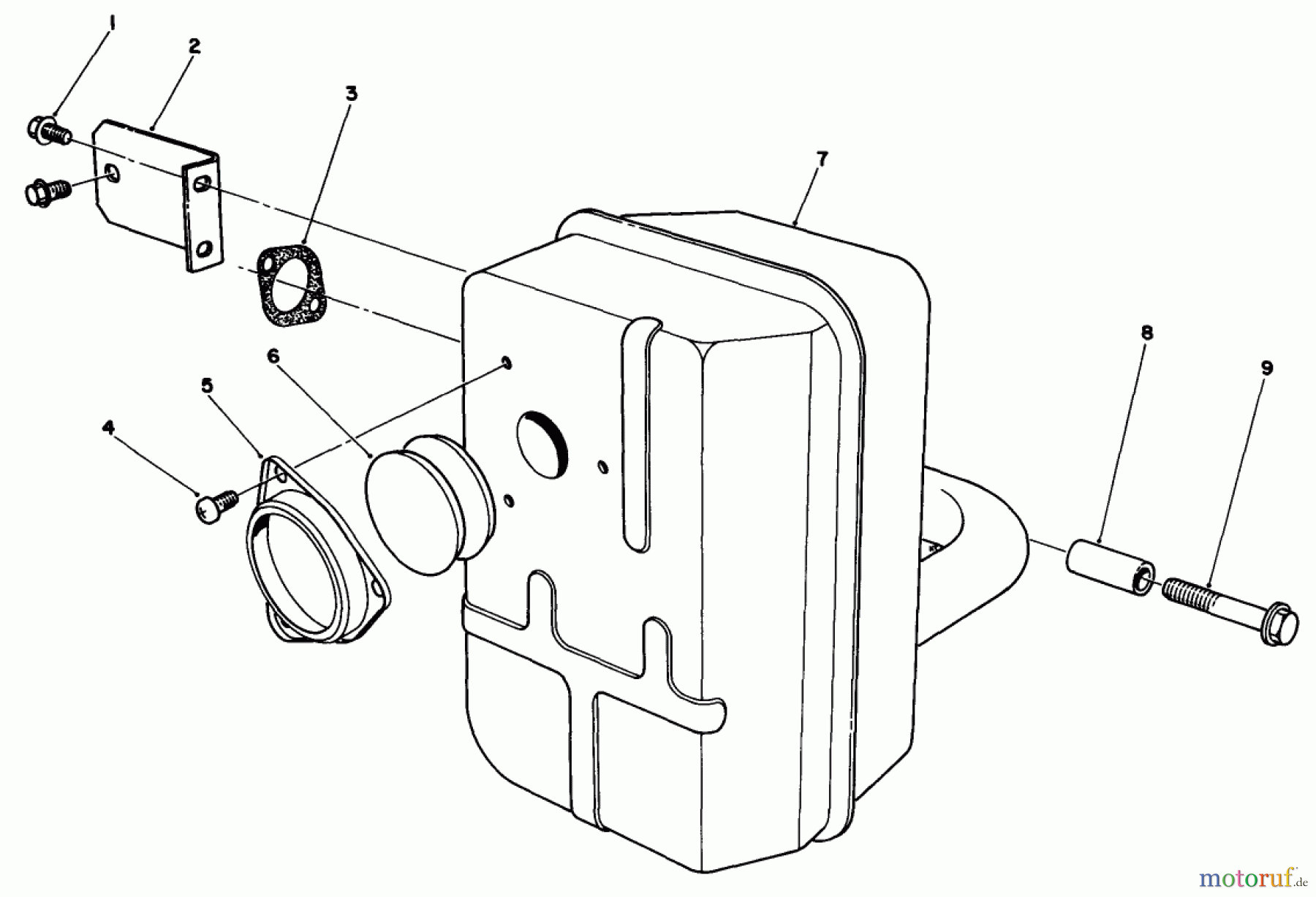  Toro Neu Mowers, Drive Unit Only 30106 - Toro Mid-Size Proline Gear Traction Unit, 12.5 hp, 1991 (1000001-1999999) MUFFLER ASSEMBLY