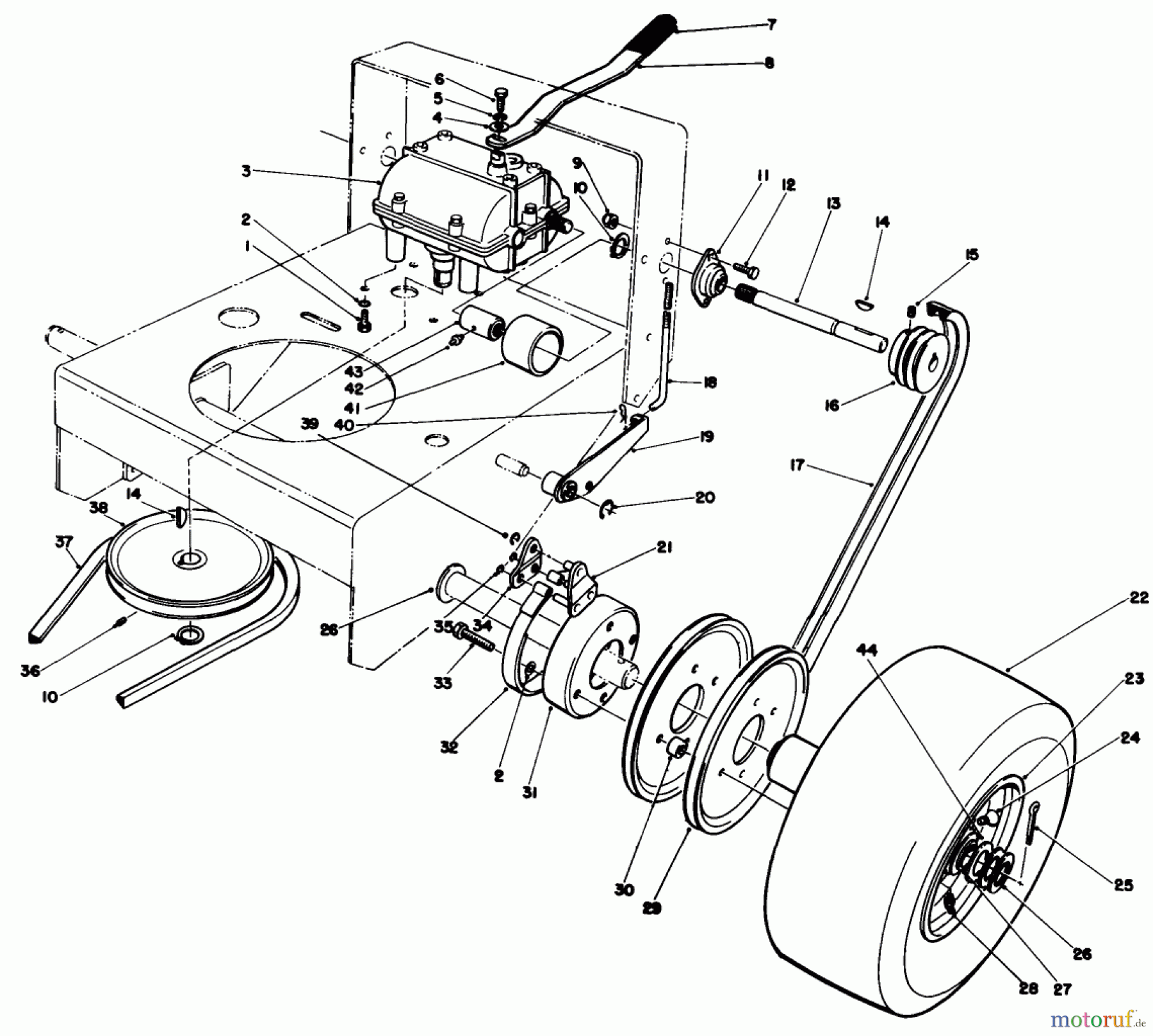Toro Neu Mowers, Drive Unit Only 30112 - Toro Mid-Size Proline Gear Traction Unit, 12.5 hp, 1989 (9000001-9999999) AXLE ASSEMBLY