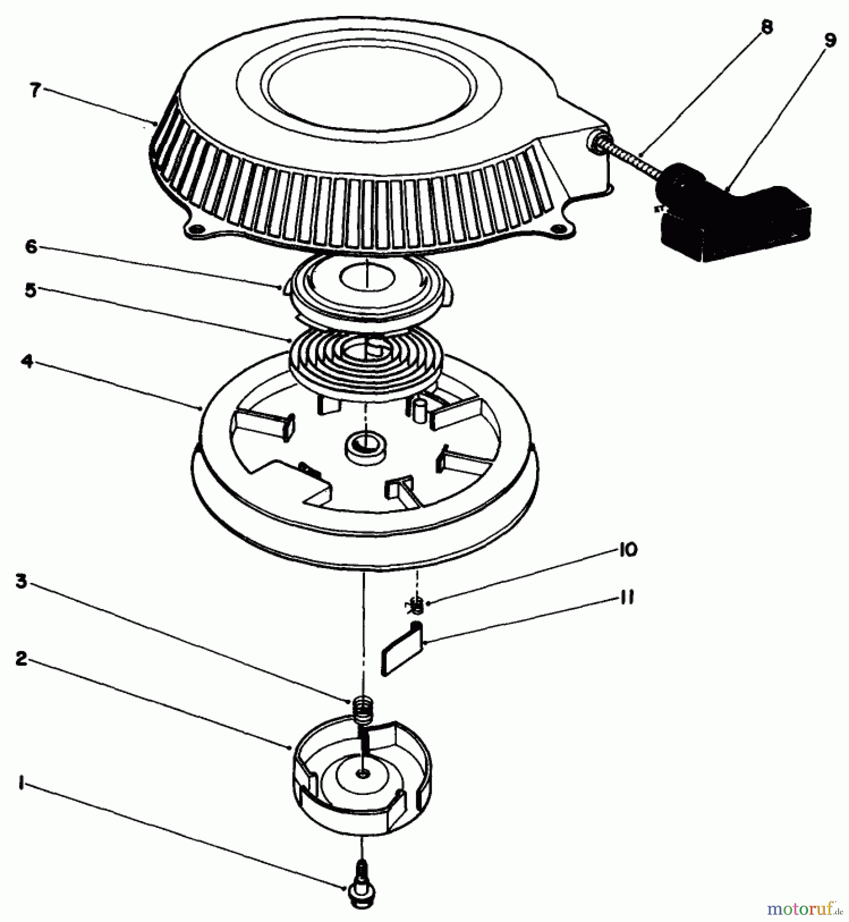  Toro Neu Mowers, Drive Unit Only 30115 - Toro Mid-Size Proline Gear Traction Unit, 12.5 hp, 1989 (9000001-9999999) RECOIL ASSEMBLY