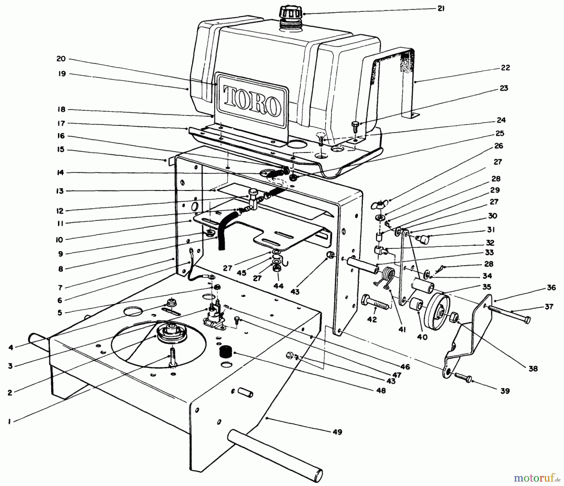  Toro Neu Mowers, Drive Unit Only 30116 - Toro Mid-Size Proline Gear Traction Unit, 16 hp, 1989 (9000001-9999999) FRAME ASSEMBLY