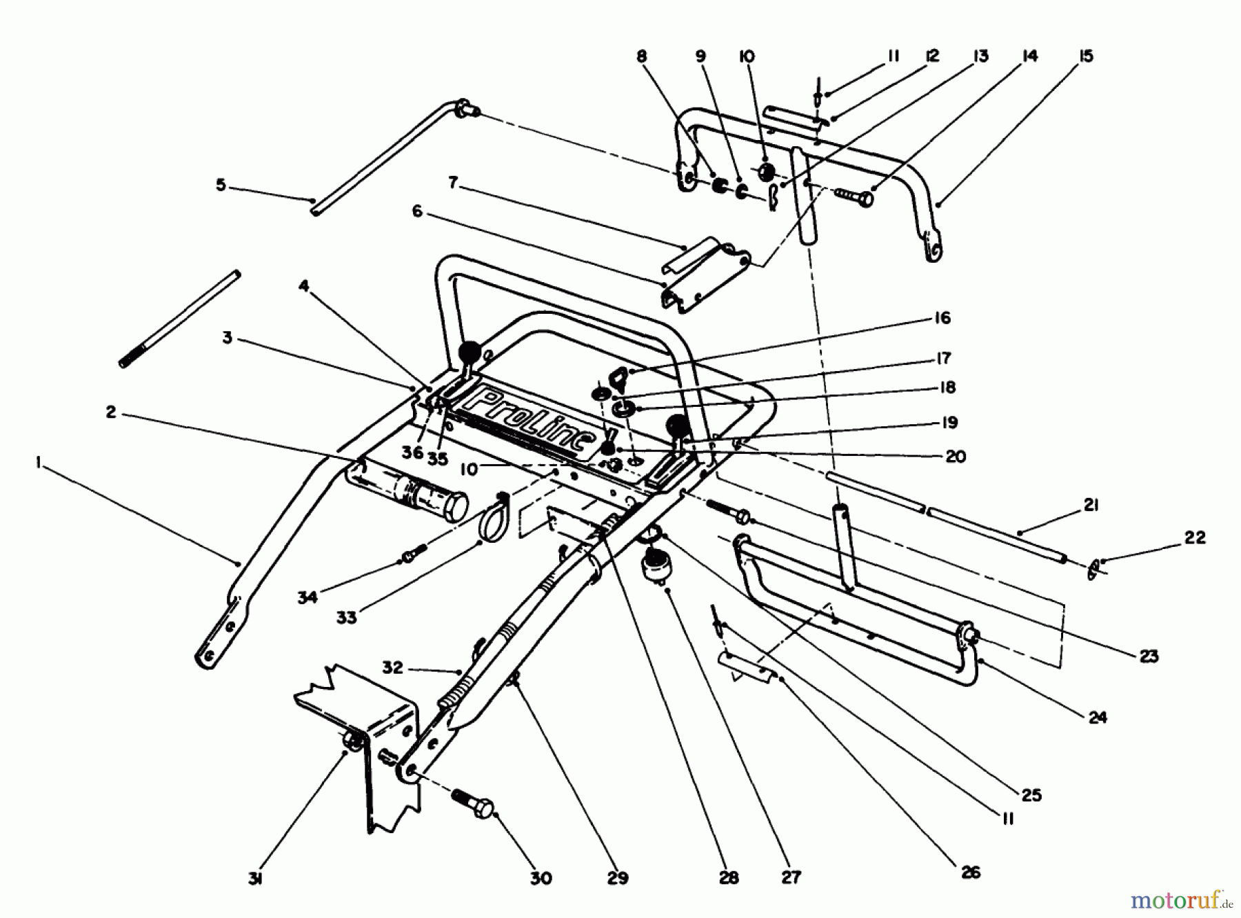 Toro Neu Mowers, Drive Unit Only 30117 - Toro Mid-Size Proline Gear Traction Unit, 16 hp, 1991 (1000001-1999999) HANDLE ASSEMBLY