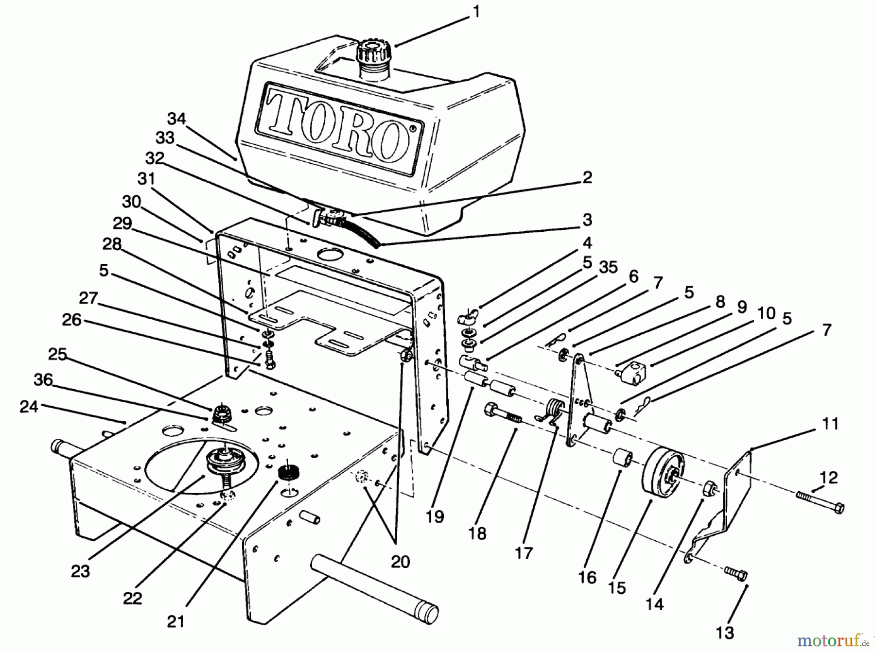  Toro Neu Mowers, Drive Unit Only 30165 - Toro Mid-Size Proline Gear Traction Unit, 12.5 hp, 1994 (4900001-4999999) FRAME ASSEMBLY