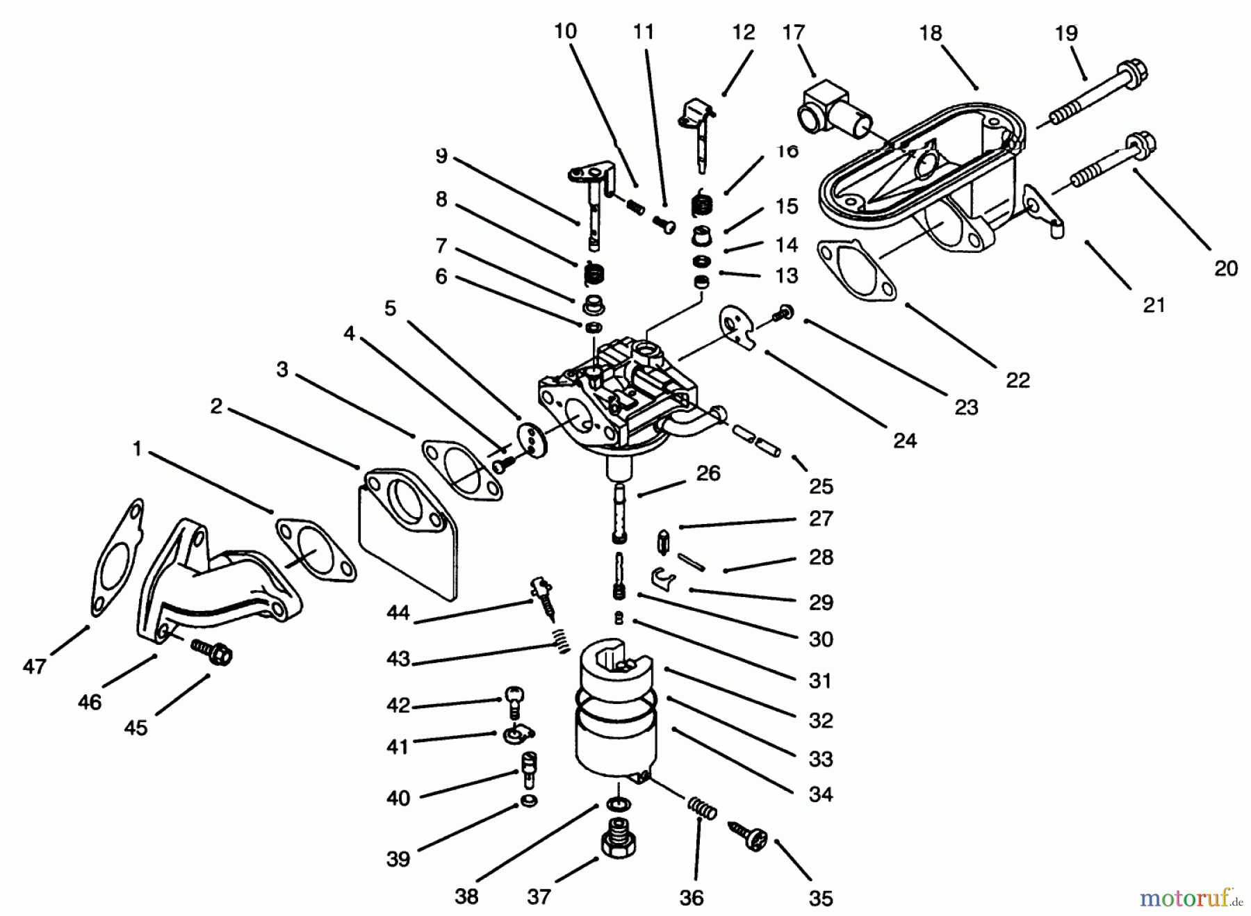  Toro Neu Mowers, Drive Unit Only 30165 - Toro Mid-Size Proline Gear Traction Unit, 12.5 hp, 1995 (5900001-5999999) CARBURETOR