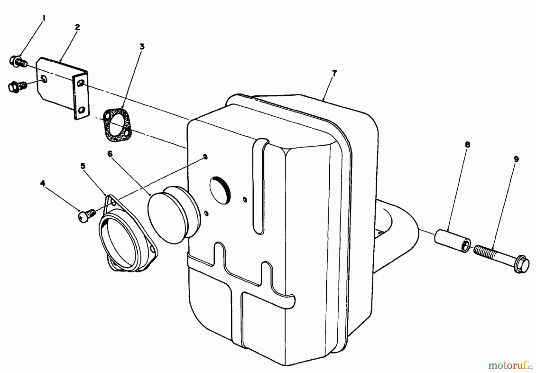  Toro Neu Mowers, Drive Unit Only 30170 - Toro Mid-Size Proline Gear Traction Unit, 12.5 hp, 1991 (1000001-1999999) MUFFLER ASSEMBLY