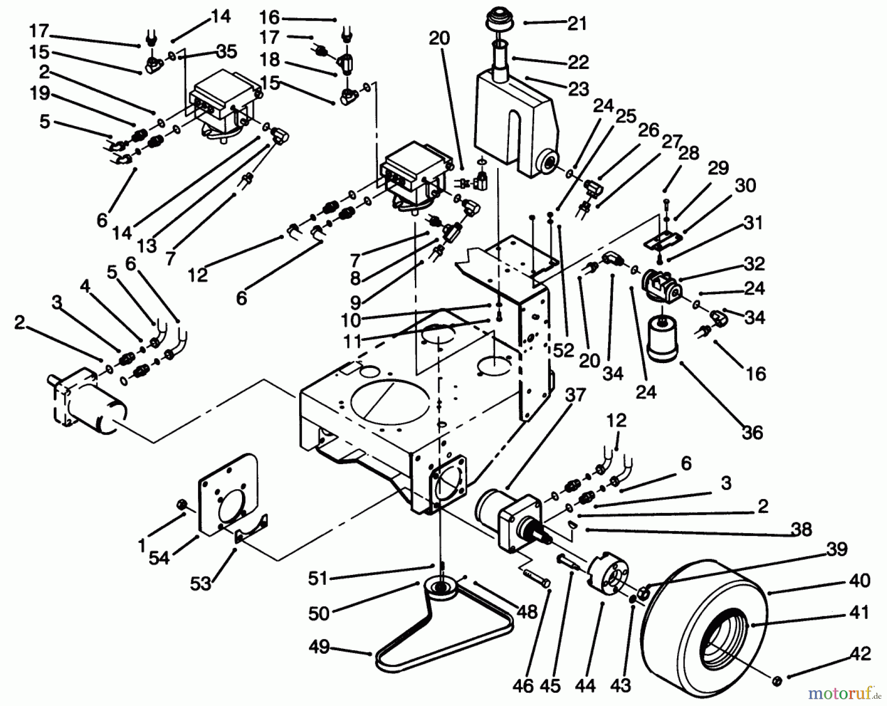 Toro Neu Mowers, Drive Unit Only 30190 - Toro Mid-Size Proline Hydro Traction Unit, 18 hp, 1993 (39000001-39999999) WHEEL ASSEMBLY & HYDRAULIC COMPONENTS