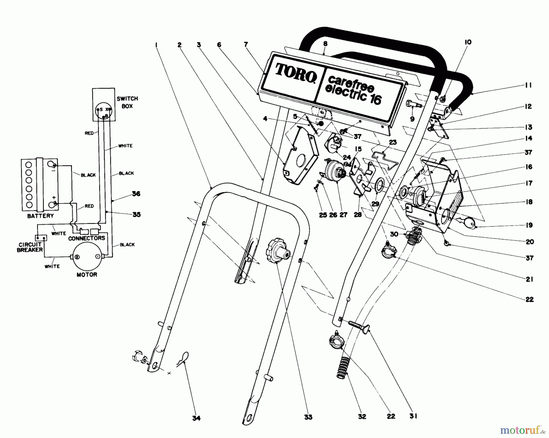  Toro Neu Mowers, Electric 17033 - Toro Electric Lawnmower, 1975 (5000001-5999999) HANDLE ASSEMBLY