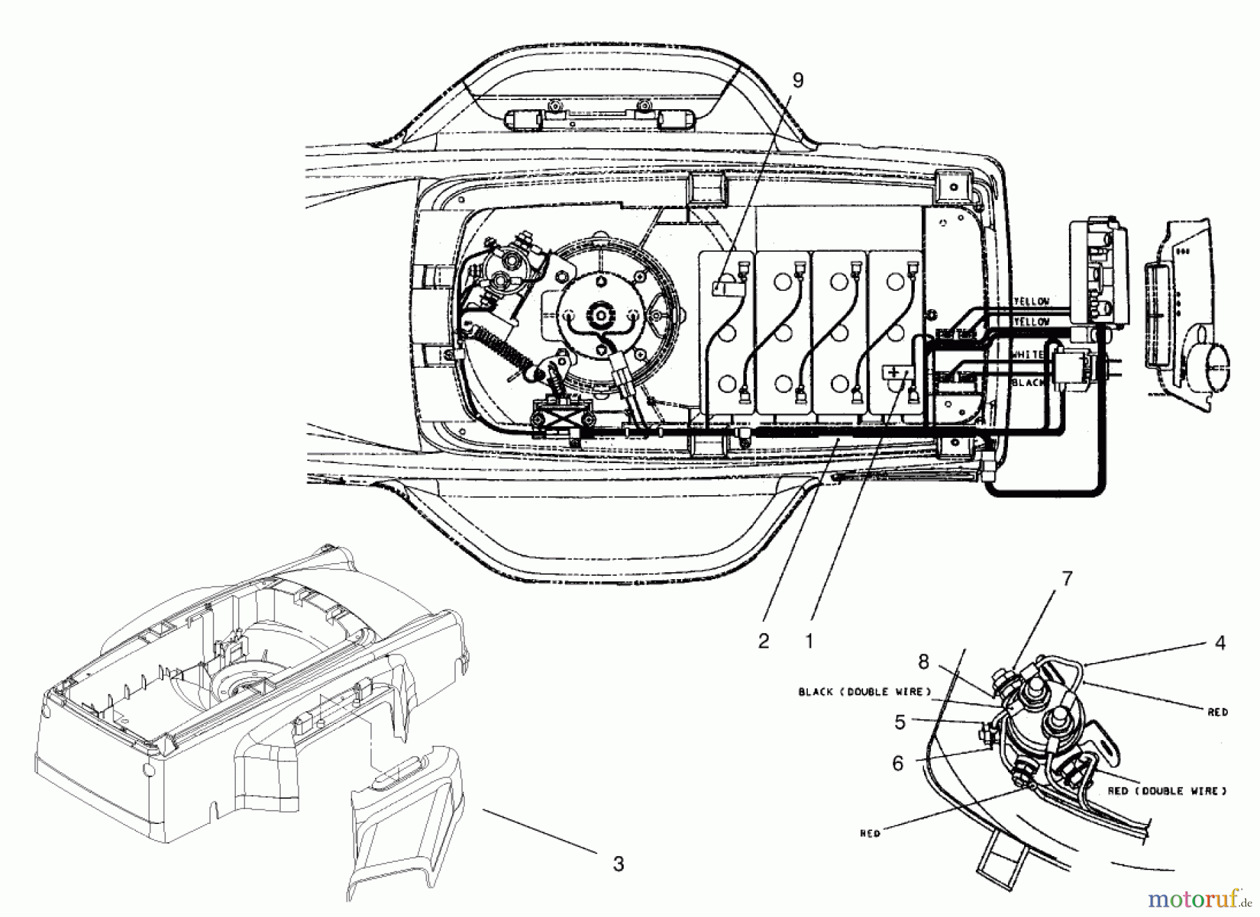  Toro Neu Mowers, Electric 20052 (E24) - Toro Carefree Recycler Electric Mower, E24, 2001 (210000001-210999999) ELECTRICAL WIRING AND DISCHARGE CHUTE ASSEMBLY