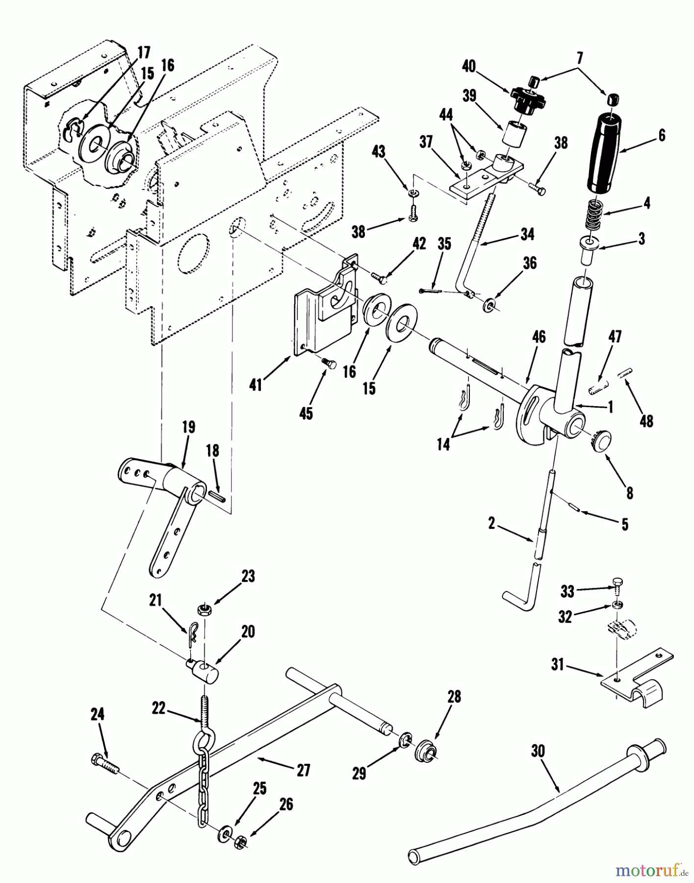  Toro Neu Mowers, Lawn & Garden Tractor Seite 1 01-16KH01 (SK-486) - Toro SK-486 8-Speed Garden Tractor, 1982 LIFT LINKAGE