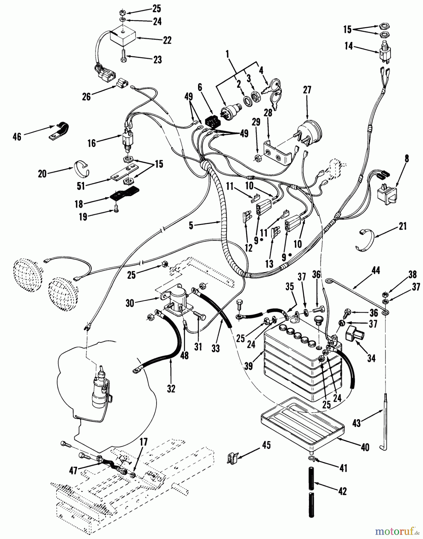 Toro Neu Mowers, Lawn & Garden Tractor Seite 1 11-12K801 (C-125) - Toro C-125 8-Speed Tractor, 1983 ELECTRICAL SYSTEM-SINGLE CYLINDER MODELS
