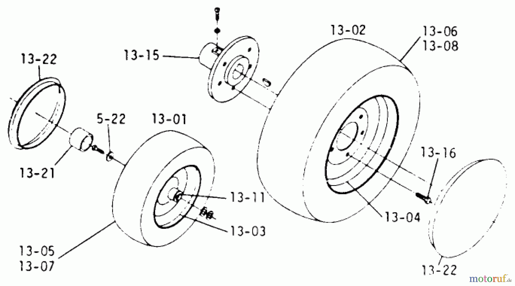 Toro Neu Mowers, Lawn & Garden Tractor Seite 1 1-0410 - Toro Charger 10 Tractor, 1972 WHEELS AND TIRES