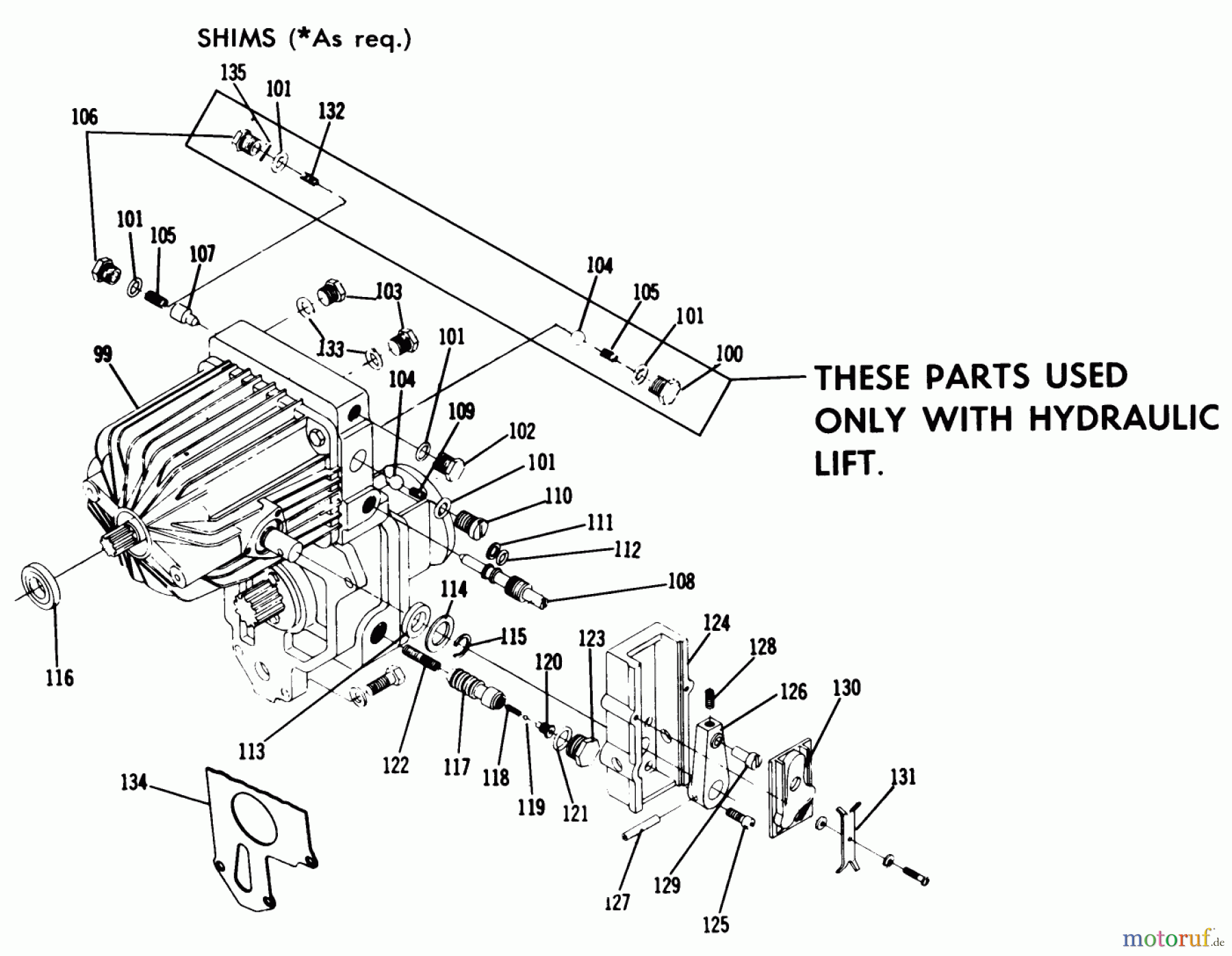Toro Neu Mowers, Lawn & Garden Tractor Seite 1 1-0481 (C-160) - Toro C-160 Automatic Tractor, 1975 4.050 HYDROSTATIC TRANSMISSION, PISTON-PISTON TYPE (FIG. 4B)