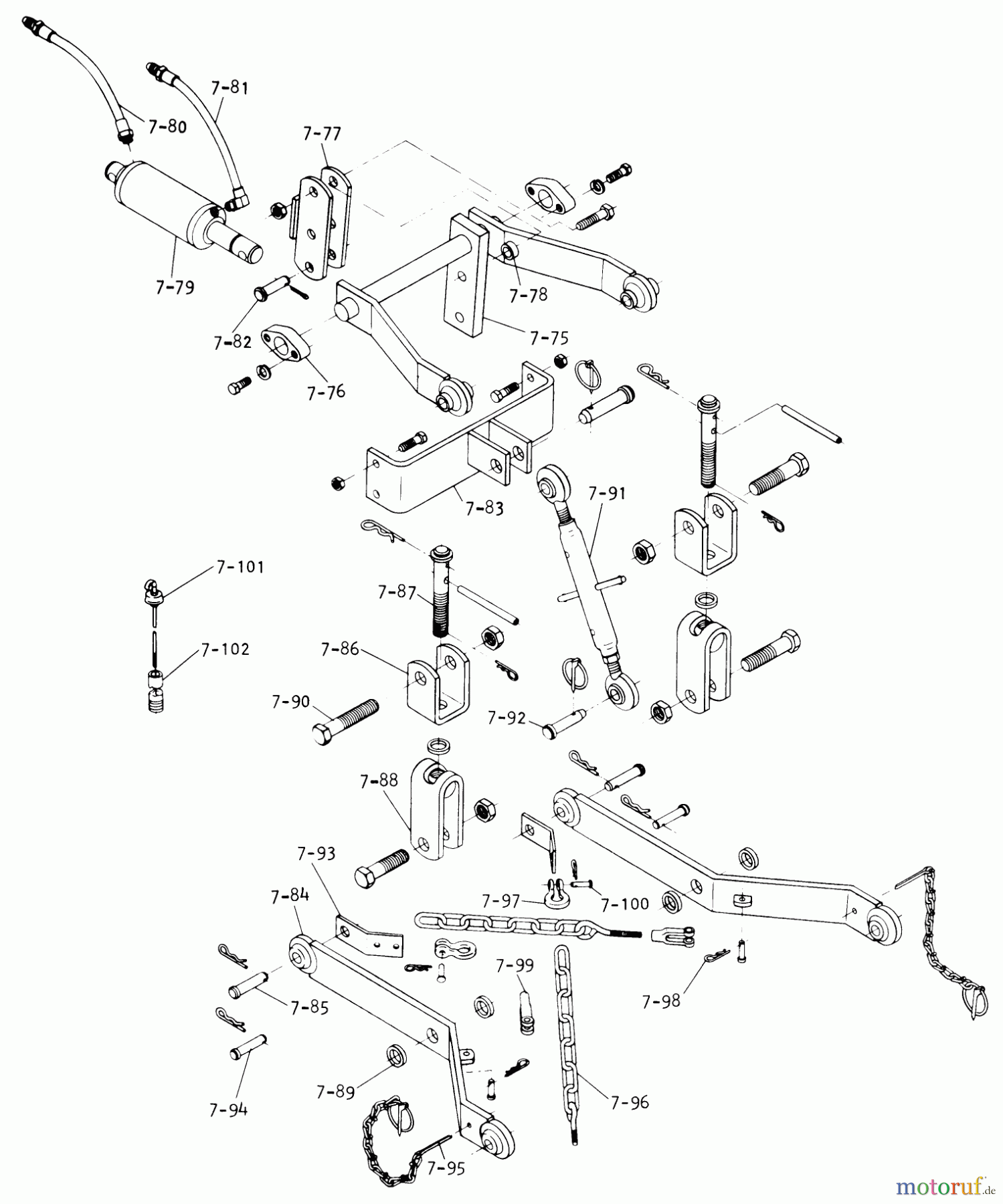  Toro Neu Mowers, Lawn & Garden Tractor Seite 1 1-0630 (D-200) - Toro D-200 Automatic Tractor, 1974 3-POINT HITCH (PLATE 7.080) STANDARD ON D-200