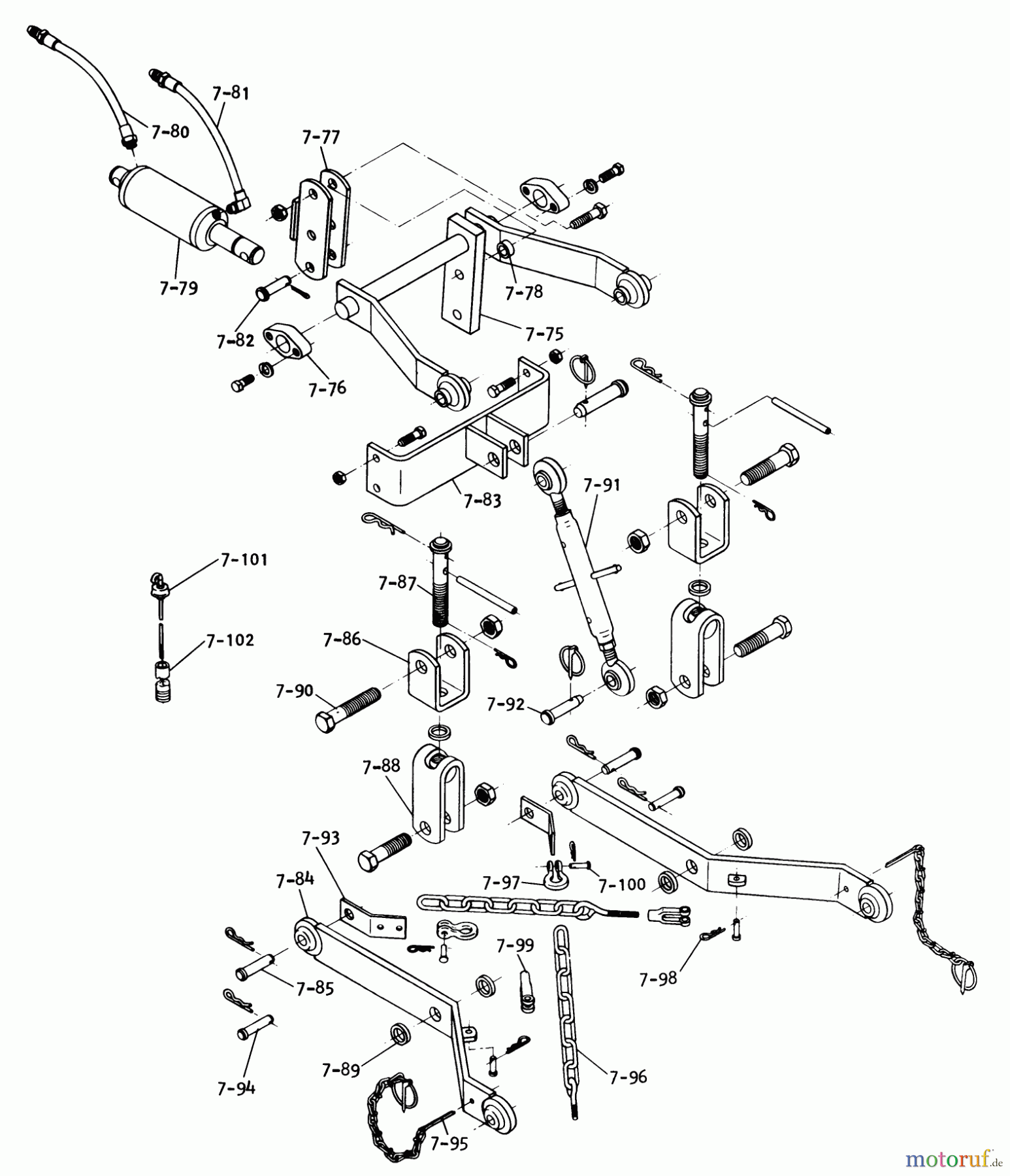  Toro Neu Mowers, Lawn & Garden Tractor Seite 1 1-0651 (D-160) - Toro D-160 Automatic Tractor, 1975 7.080 3-POINT HITCH (FIG. 7C) STANDARD ON D-200