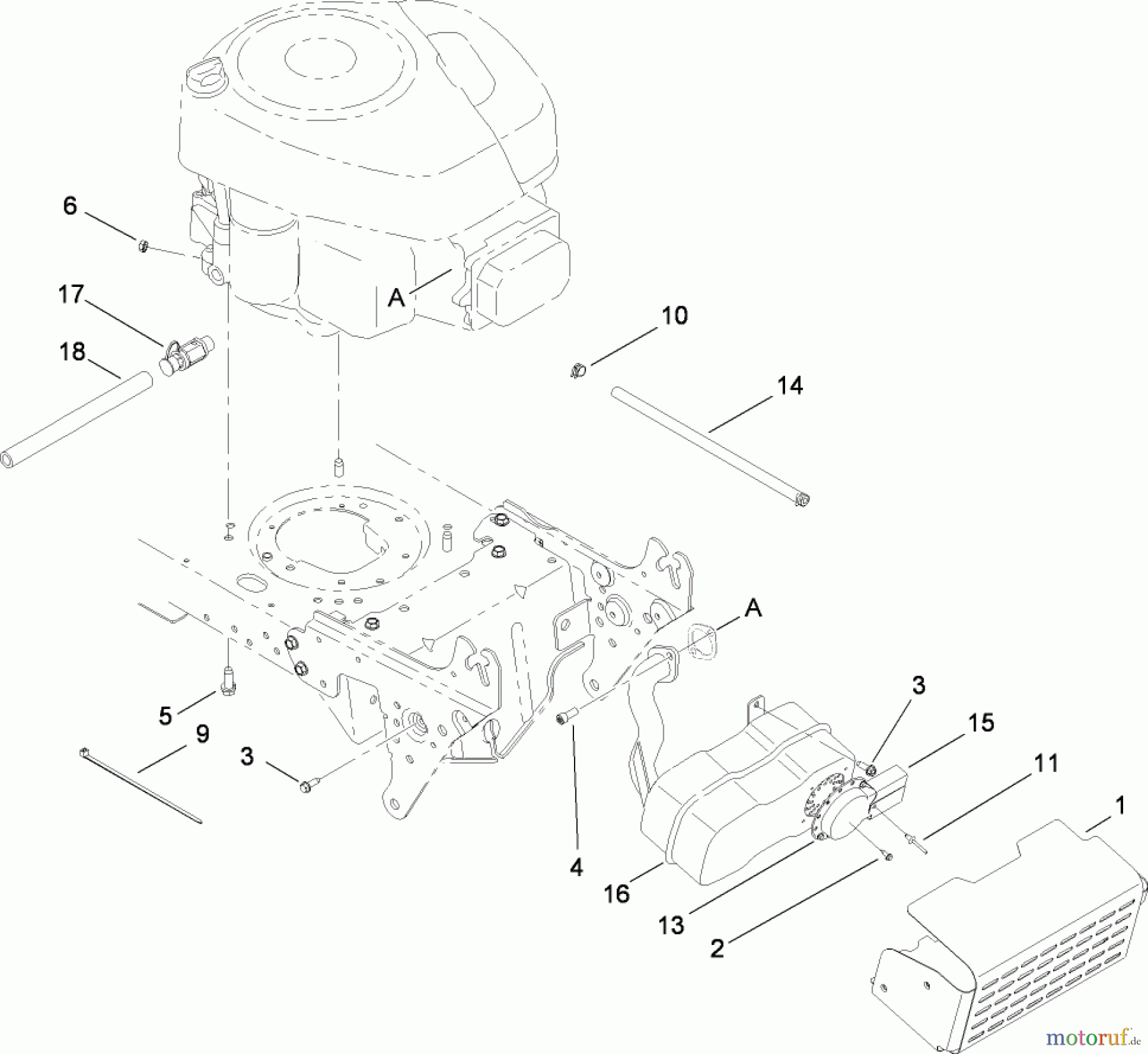 Toro Neu Mowers, Lawn & Garden Tractor Seite 1 13AT61RH048 (LX466) - Toro LX466 Lawn Tractor, 2008 (SN 1L137H10100-) MUFFLER AND SHIELD ASSEMBLY