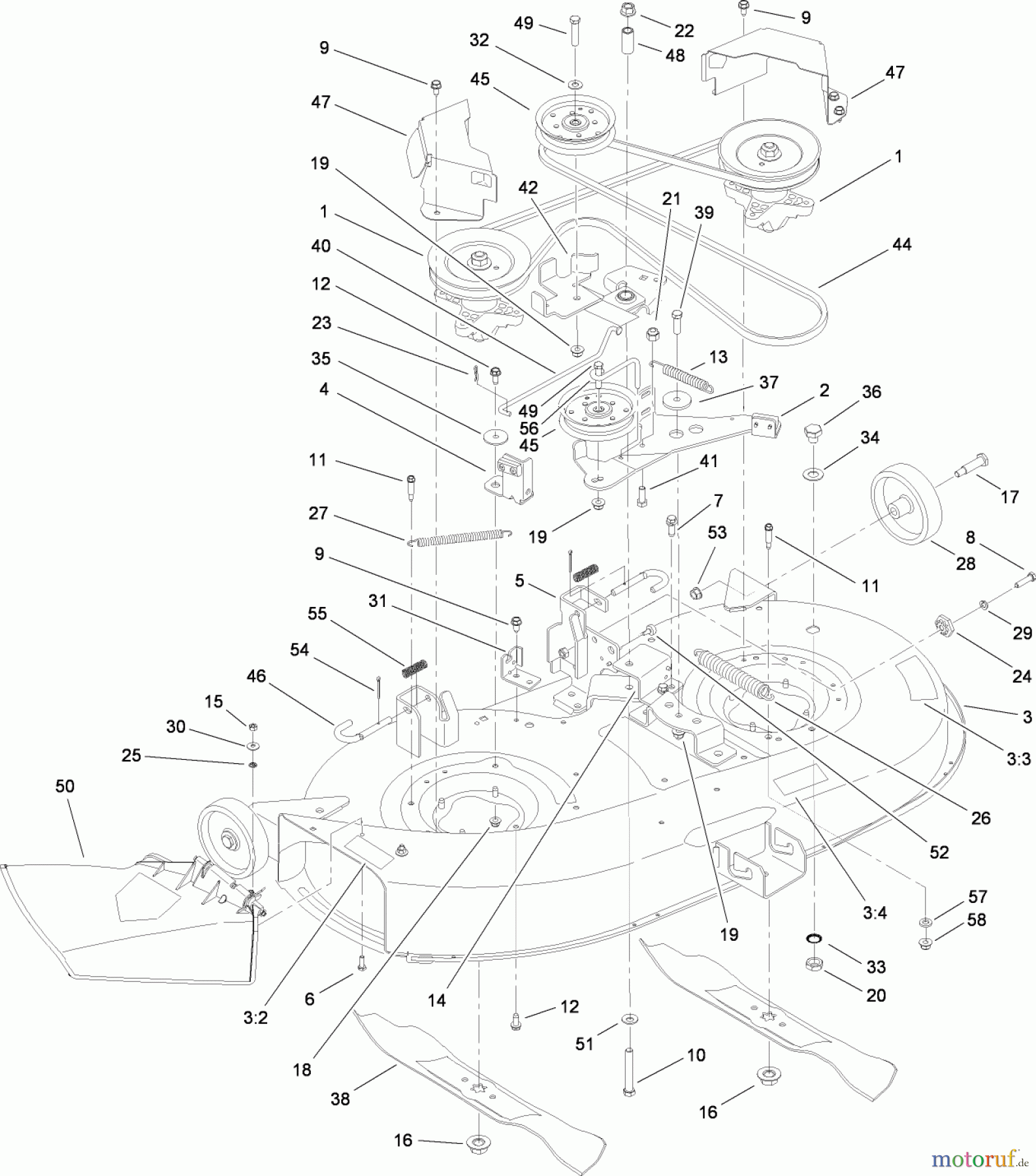 Toro Neu Mowers, Lawn & Garden Tractor Seite 1 13AX60RG744 (LX420) - Toro LX420 Lawn Tractor, 2006 (1L215B10000-) DECK ASSEMBLY
