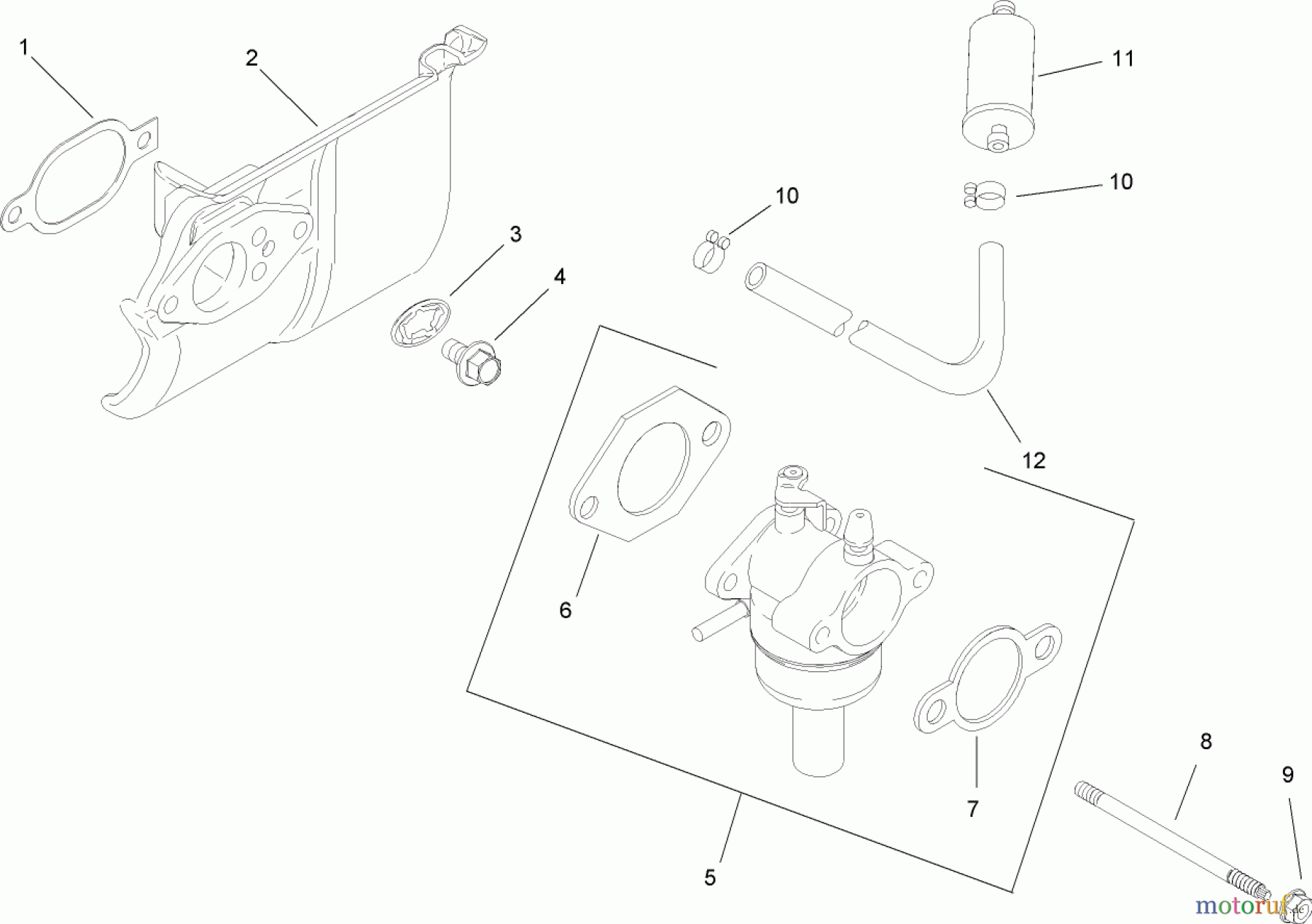  Toro Neu Mowers, Lawn & Garden Tractor Seite 1 13AX60RH544 (LX460) - Toro LX460 Lawn Tractor, 2006 (1A056B50000-) FUEL SYSTEM ASSEMBLY KOHLER SV600-0018