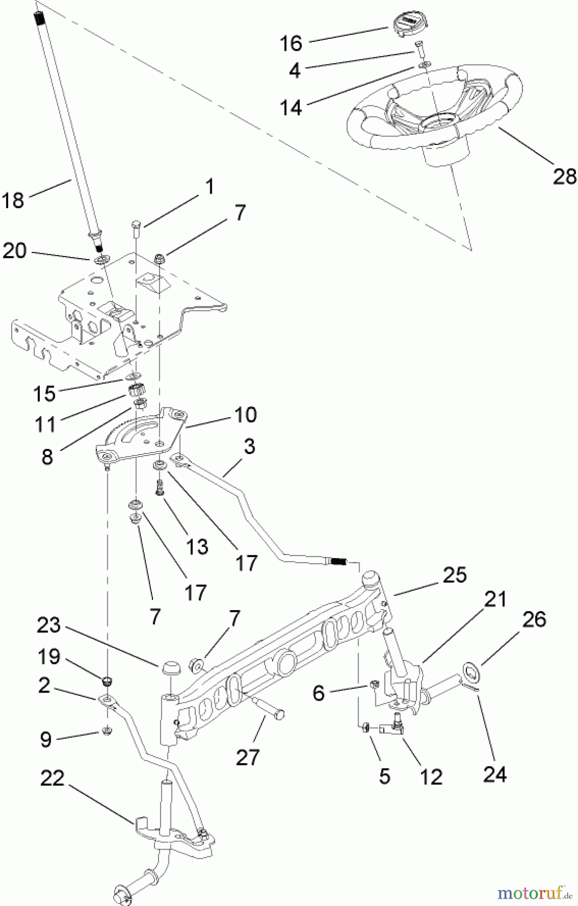 Toro Neu Mowers, Lawn & Garden Tractor Seite 1 13AX61RH544 (LX465) - Toro LX465 Lawn Tractor, 2007 (SN 1A117H10393-) STEERING SHAFT AND FRONT AXLE ASSEMBLY