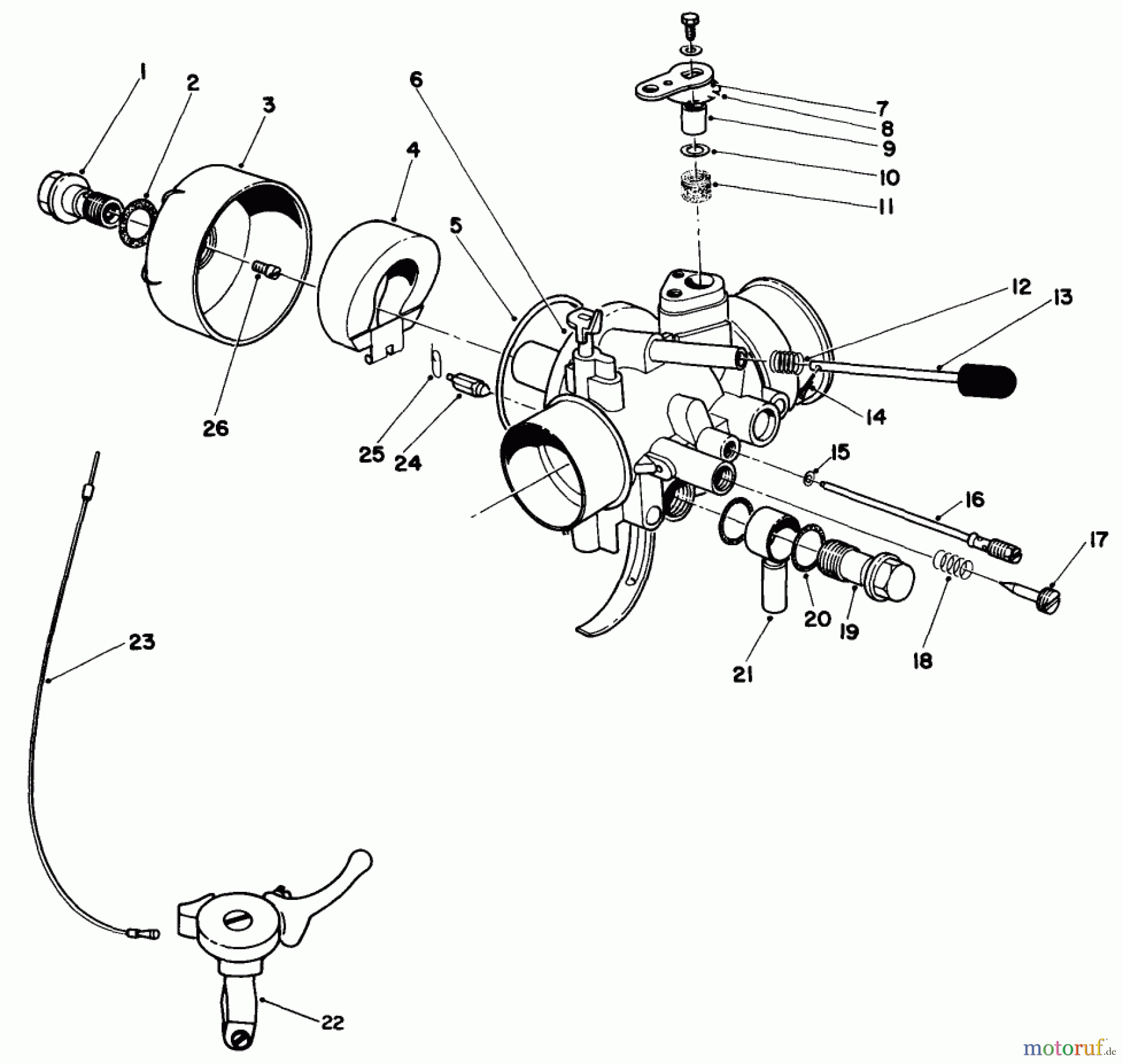  Toro Neu Mowers, Drive Unit Only 30113 - Toro Mid-Size Proline Gear Traction Unit, 8 hp, 1985 (5000001-5999999) CARBURETOR ASSEMBLY