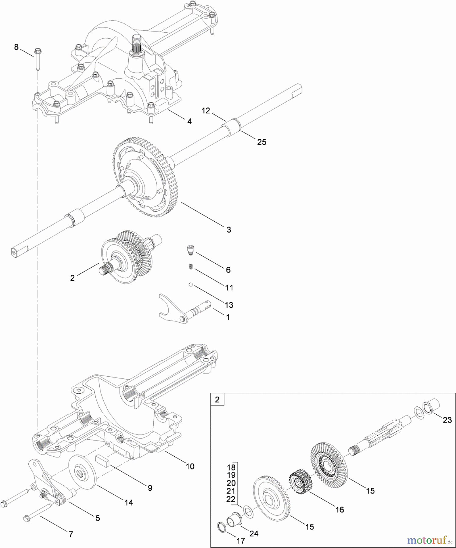  Toro Neu Mowers, Lawn & Garden Tractor Seite 1 13AX90RS848 (LX423) - Toro LX423 Lawn Tractor, 2012 (SN 1-1) TRANSMISSION ASSEMBLY NO. 112-6256